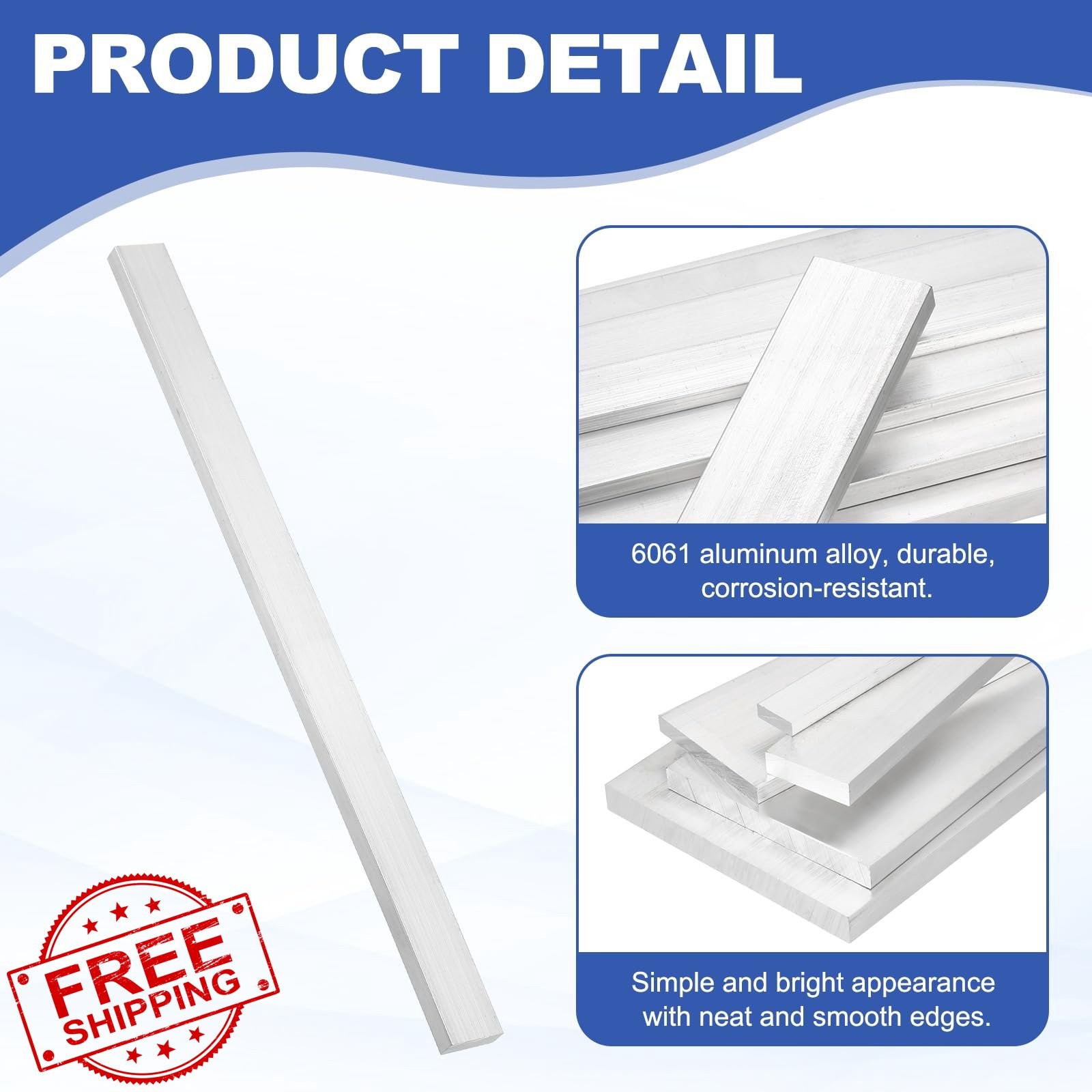 uxcell 2pc 8x20x305mm Aluminum Flat Bar