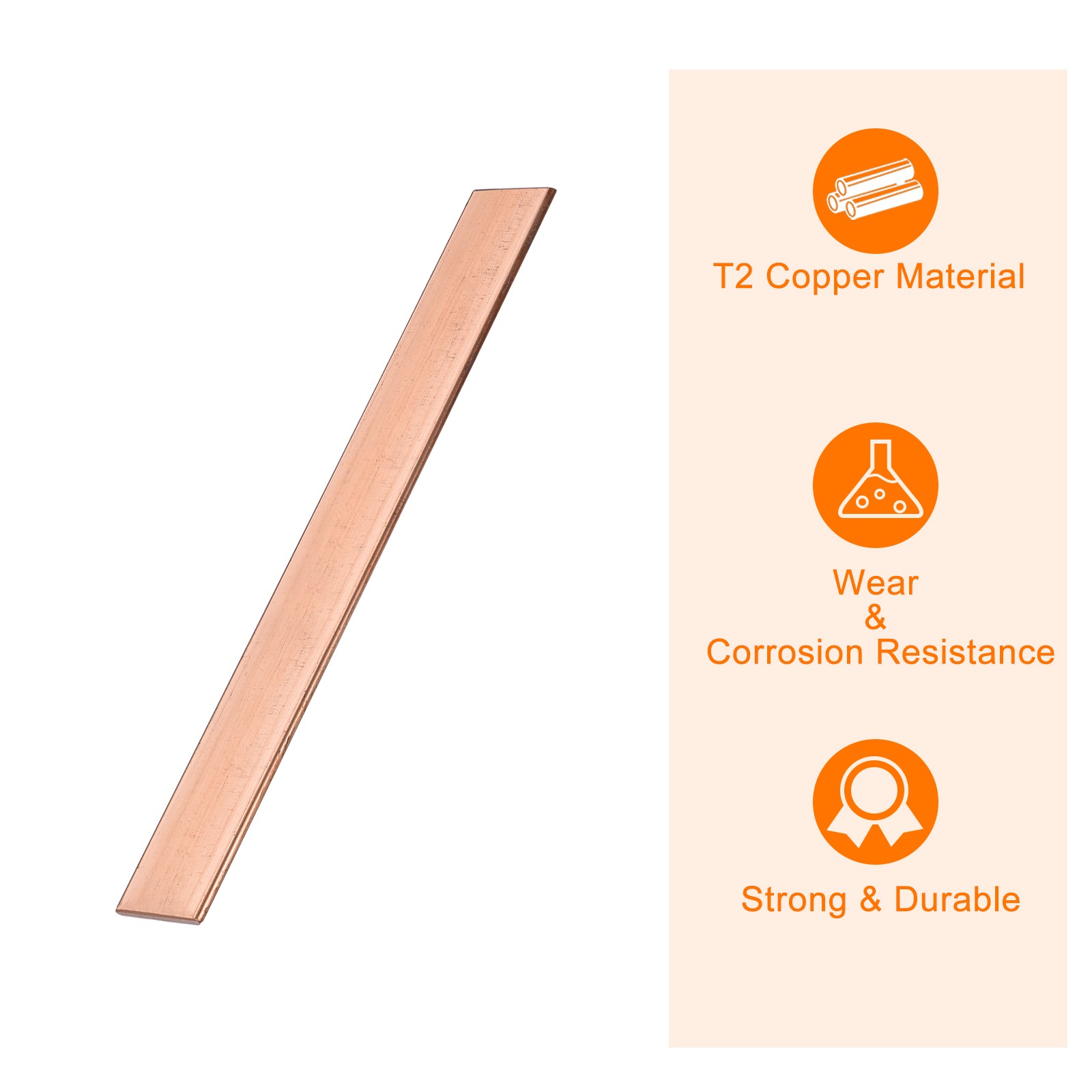 Copper Flat Bar 0.08″ Thickness x 0.98″ Width x 7.87″ Length Copper Bar Stock
