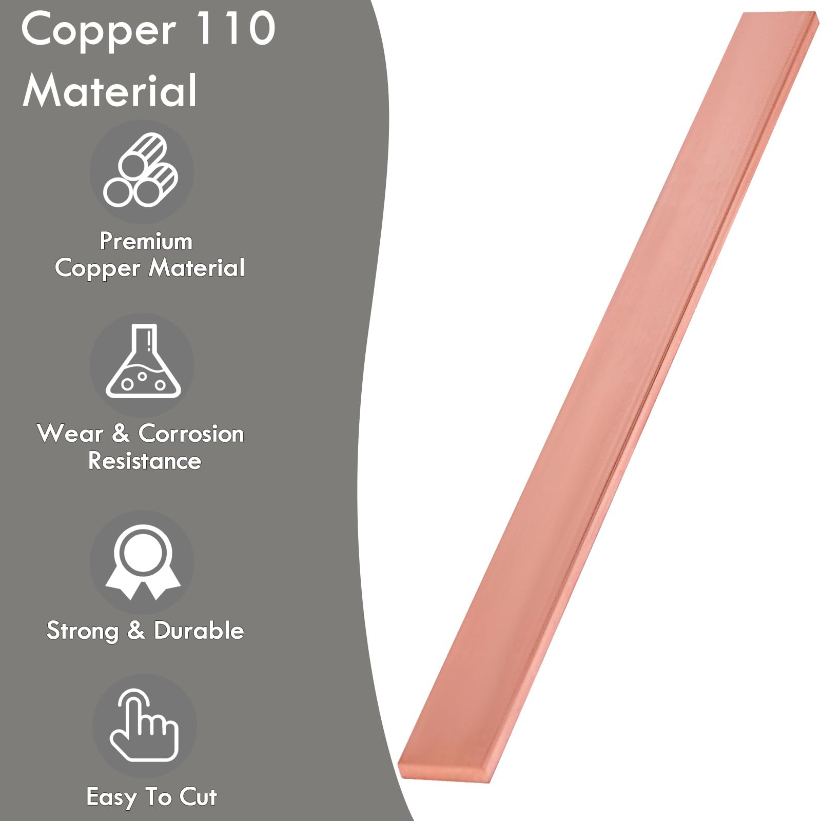 Copper 110 Flat Bus Bar Stock 1/4x1x12″ Long 6x25x305mm Solid Plate Metal