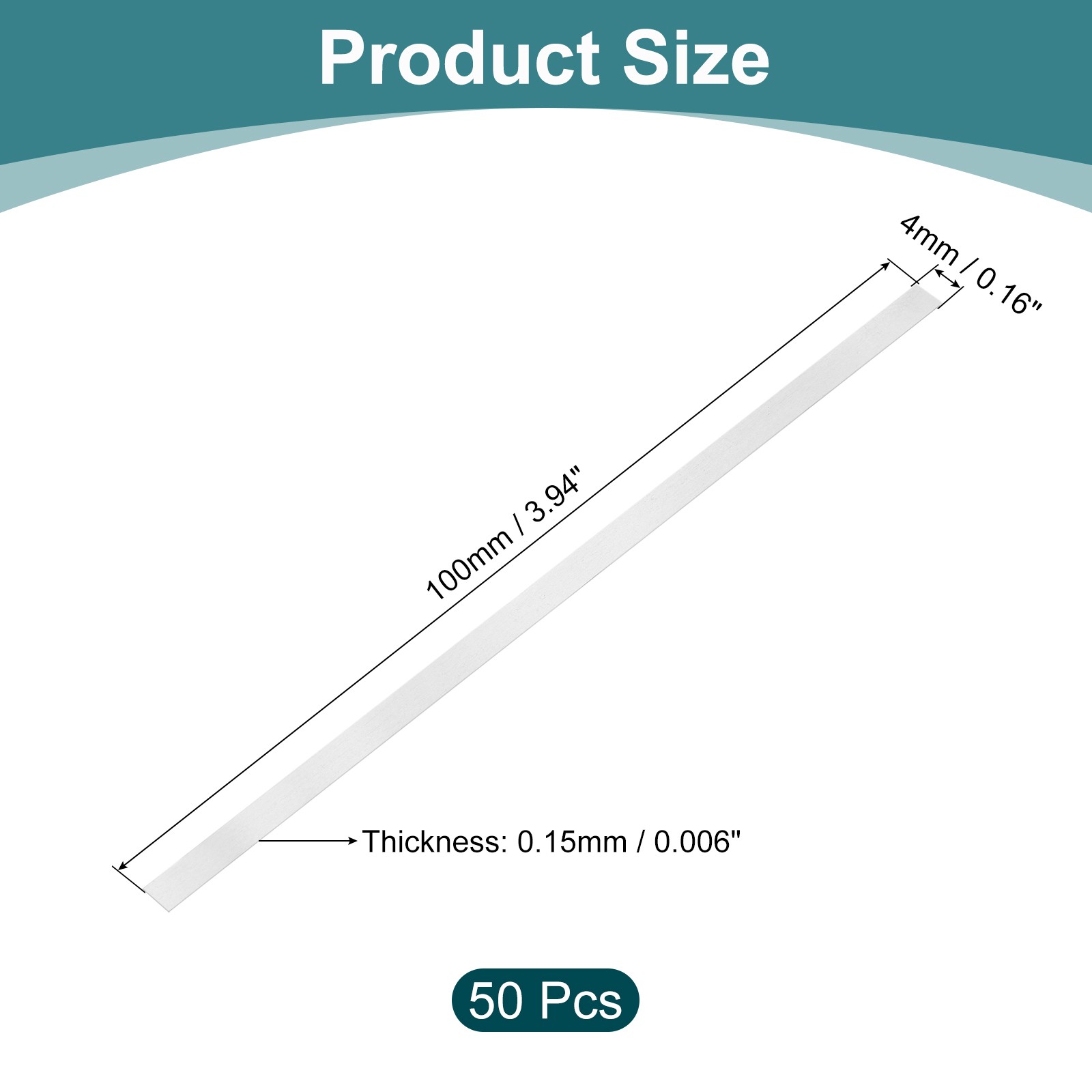 50 Pcs Pure Nickel Sheet, 99.6% Nickel Plate, 0.006″x0.16″x3.9″(0.15x4x100mm)