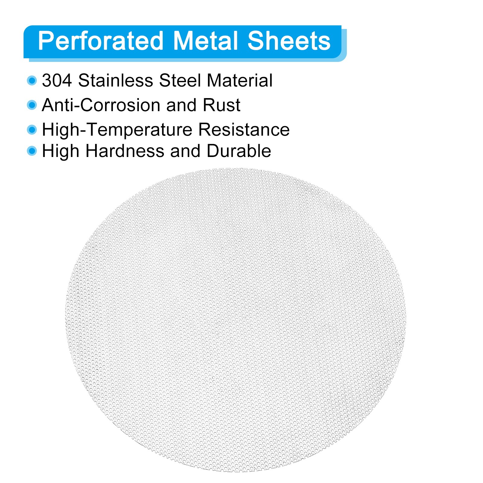 10″ 304 Stainless Steel Perforated Sheet, 0.06″ Hole Metal Mesh Plate