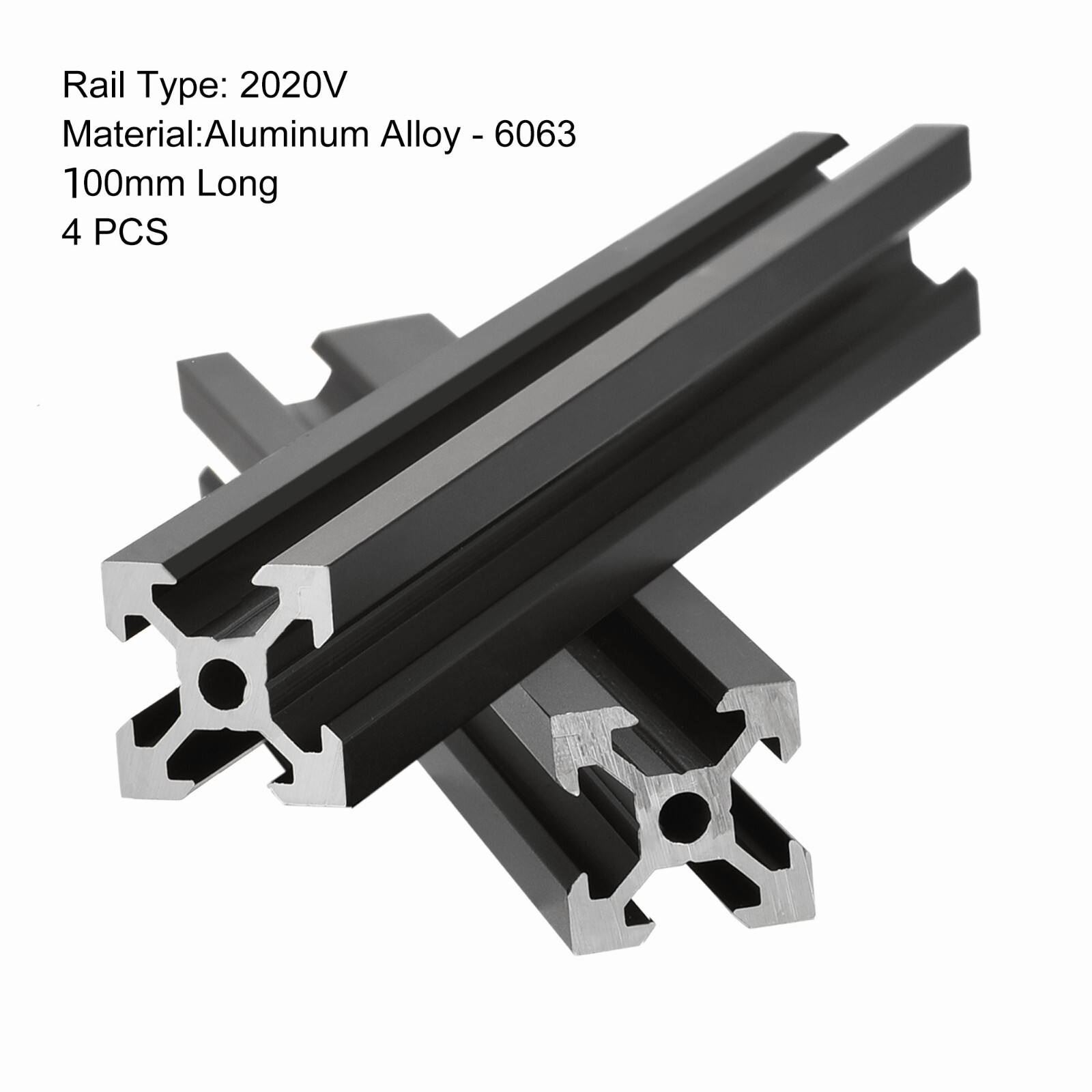 4Pcs 100mm 3.94″ 2020 V Type Slot Aluminum Profile European Standard Linear Rail
