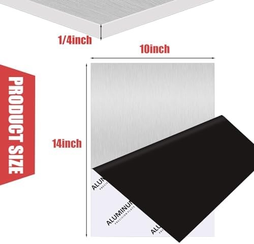 6061 Aluminum Sheet Plate, 10″ x 14″ x 1/4″ Thickness Heavy Duty Aluminum Sheets