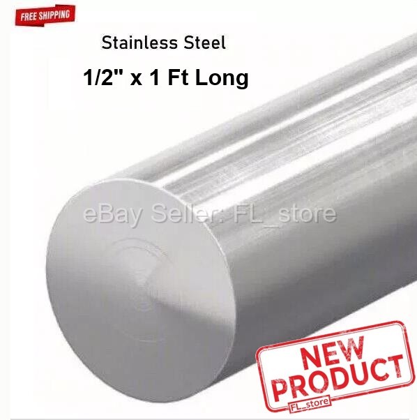 Stainless Steel Round Stock 1/2″ x 1 Foot Long 316 Unpolished Solid Rod NEW