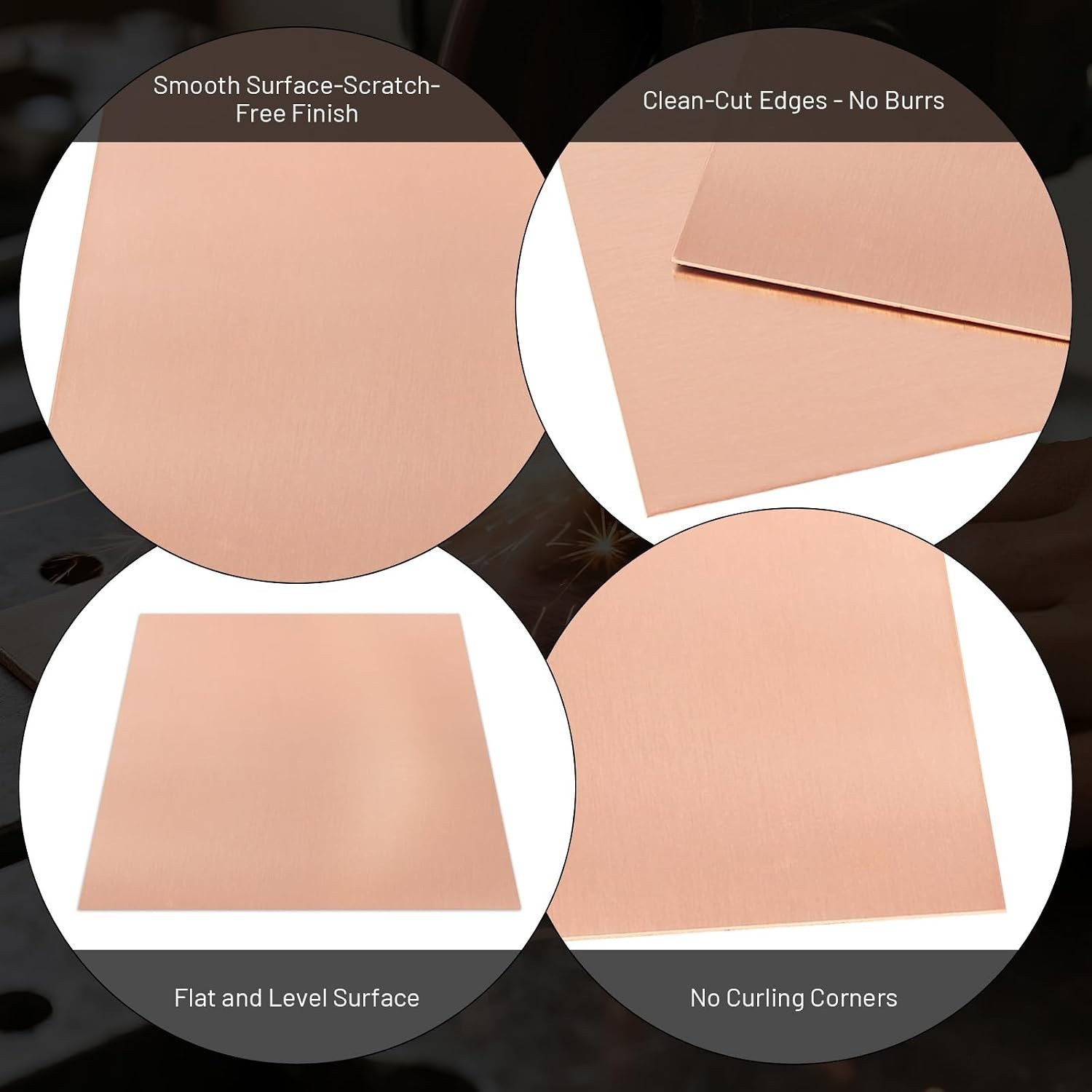 2 Pcs 99.9%+ Pure Copper Sheet, 4″ x 4″, 20 Gauge Thickness Copper Plates, 102 x