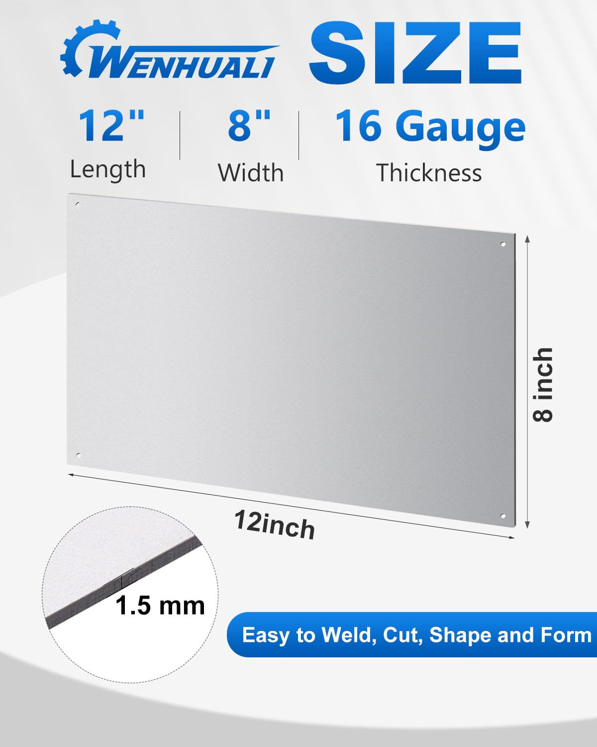 20 Gauge Steel Sheet Metal, 12 X 6 Weldable Cold Rolled Mild Steel Plates with H