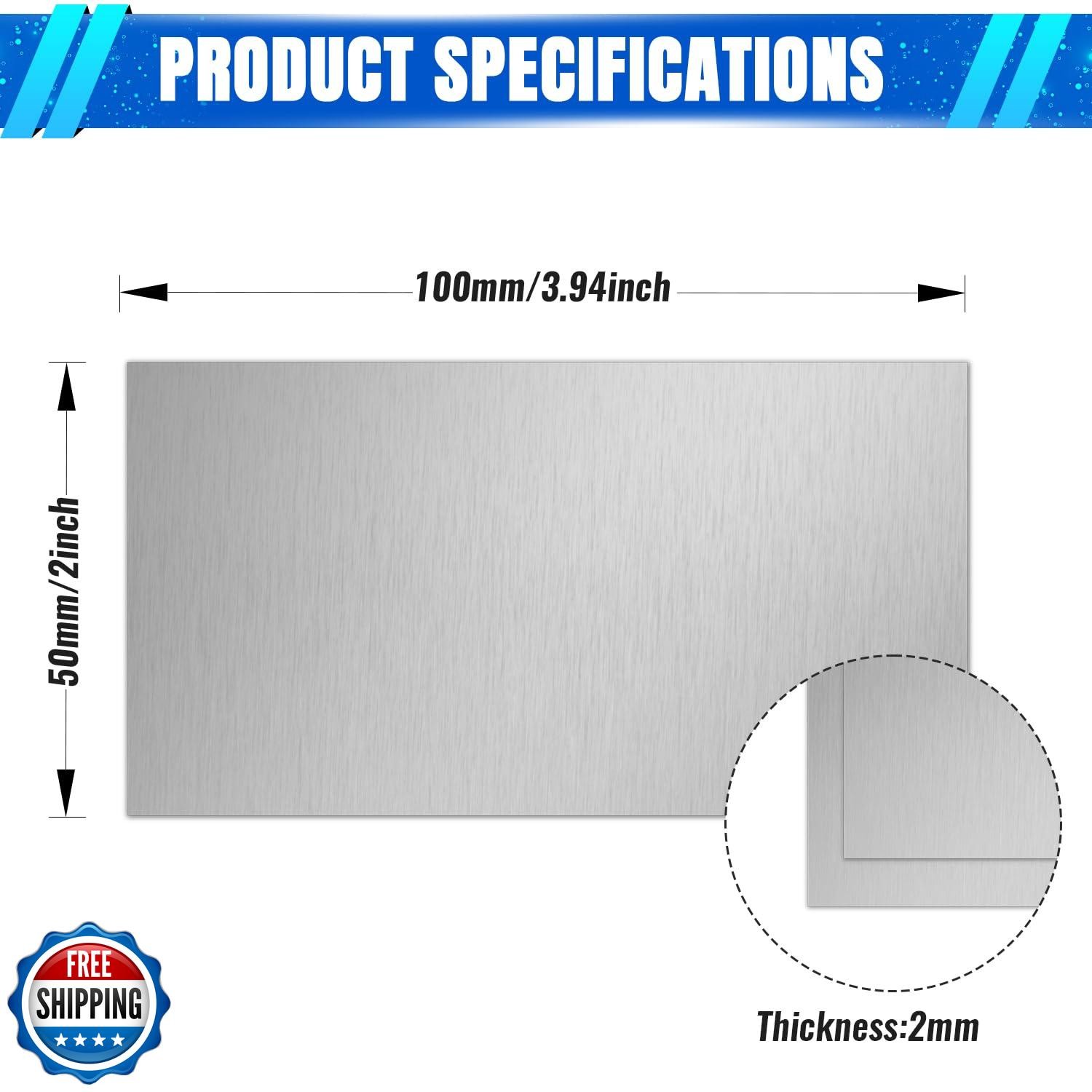 Uxney Stainless Steel Sheet,2″ x 4″-14 Gauge(2mm) Thickness 430 Stainless Ste