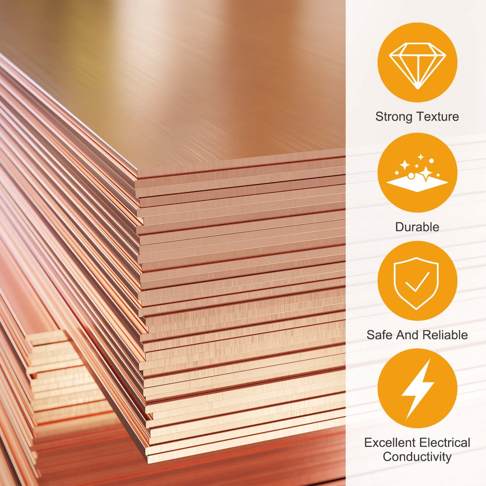 99.9% Pure Copper Sheet, 100 x 100 x 2.5mm with Gloves