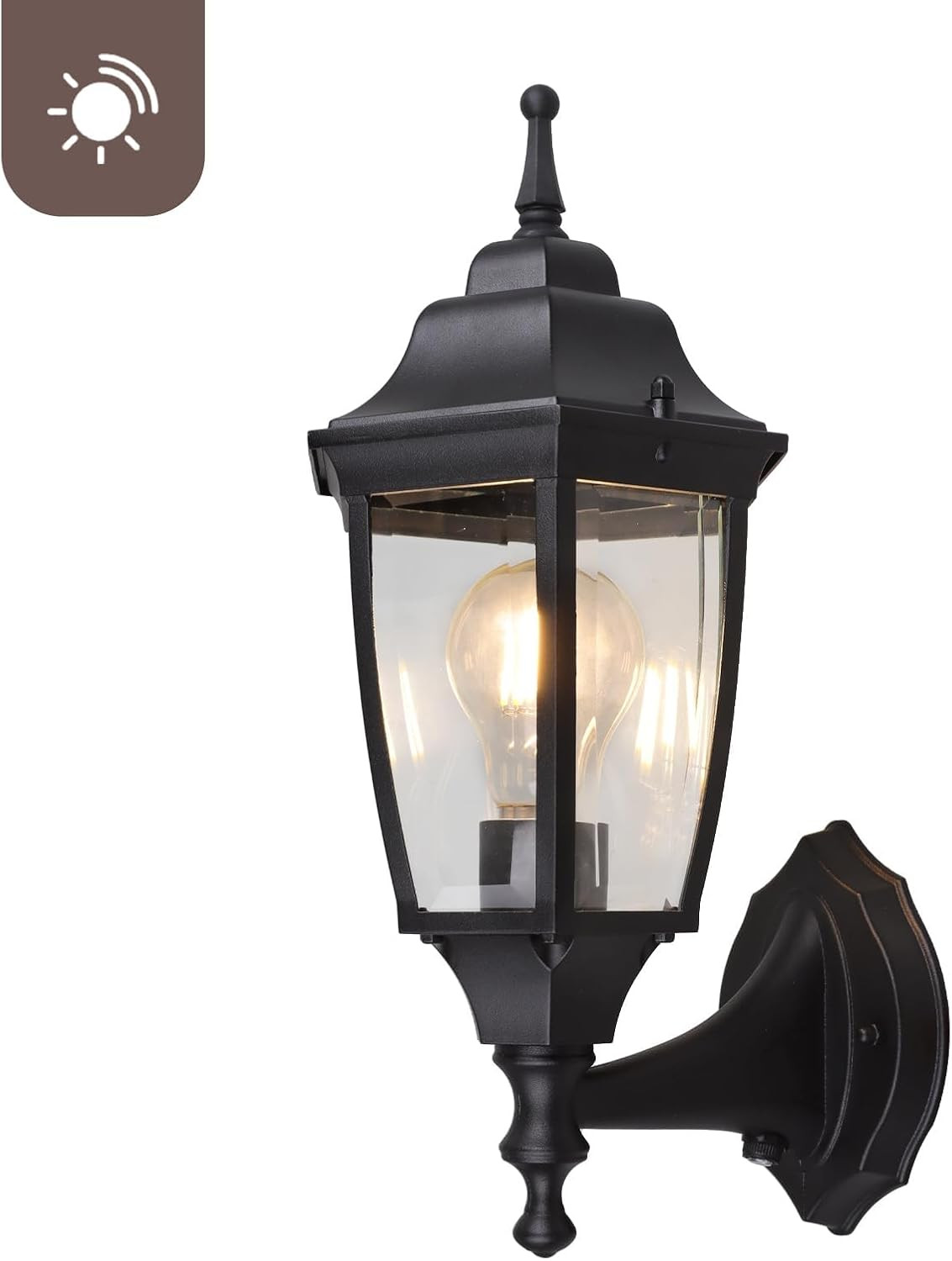 Die-Cast Aluminum & Glass Dusk to Dawn Photocell-Controlled Outdoor Wall Light,