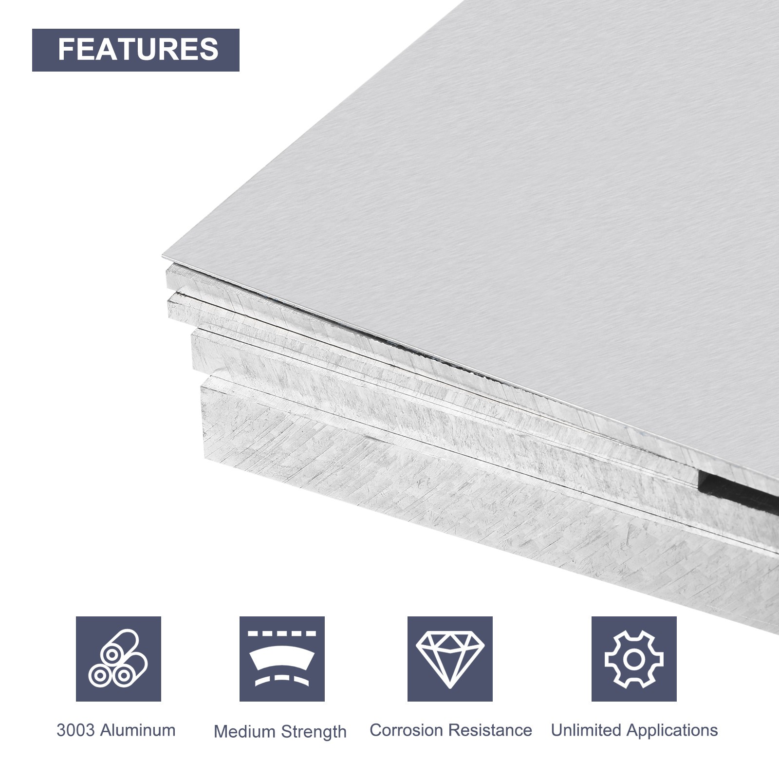 Aluminum Sheet, 2 Pcs 150mm x 150mm x 3mm Thickness Square 3003 Aluminum Plate