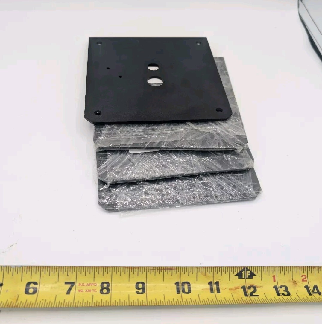 4 pcs Aluminum plate or bracket 5 3/4″ X 5 3/4″ X 1/8″ machined Drilled Black