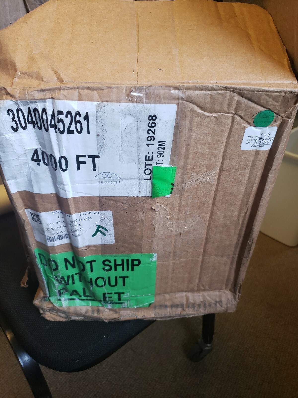 4000′ X 1″ FILTER SCREEN WIRE, HEAT: 902M, LOTE: 19268, 3040045261