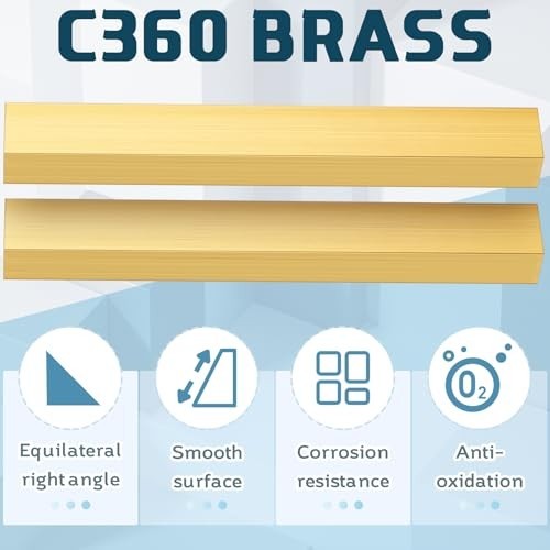 2 Pack 1″ x 1″ C360 Brass Flat Bar Blank, 5″ Long Sheet for Craft & Knife Making