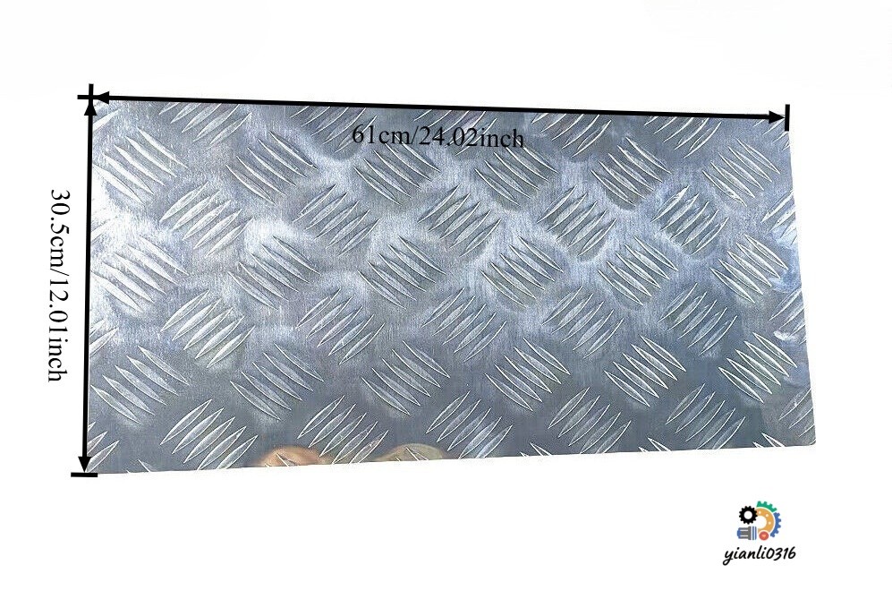 1Pc 12″x24″ Aluminum Diamond Tread Plate 305x610mm Silver For Garage