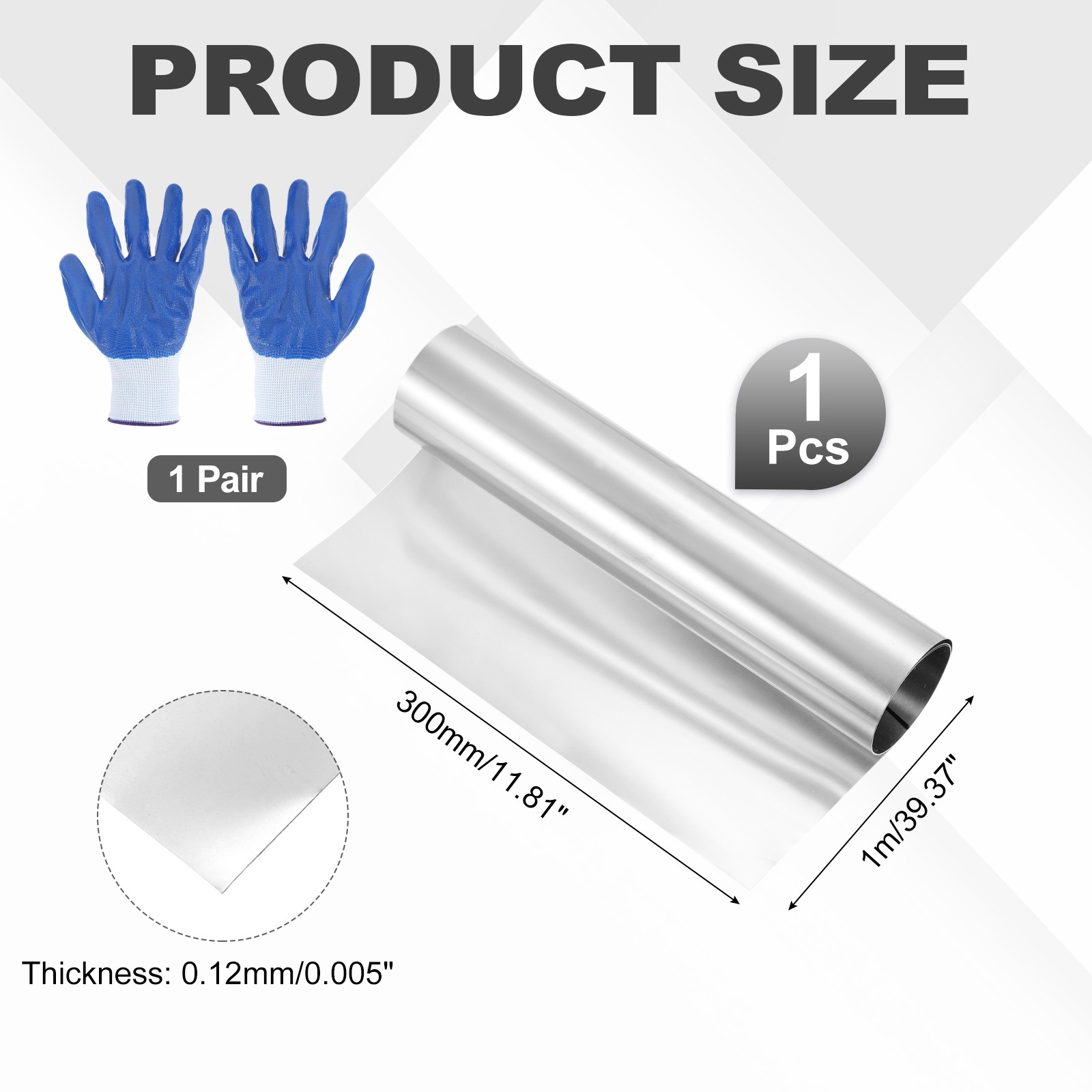 304 Stainless Steel Foil Roll 0.12mm x 300mm x 1m Metal Strip Sheet Silver Tone