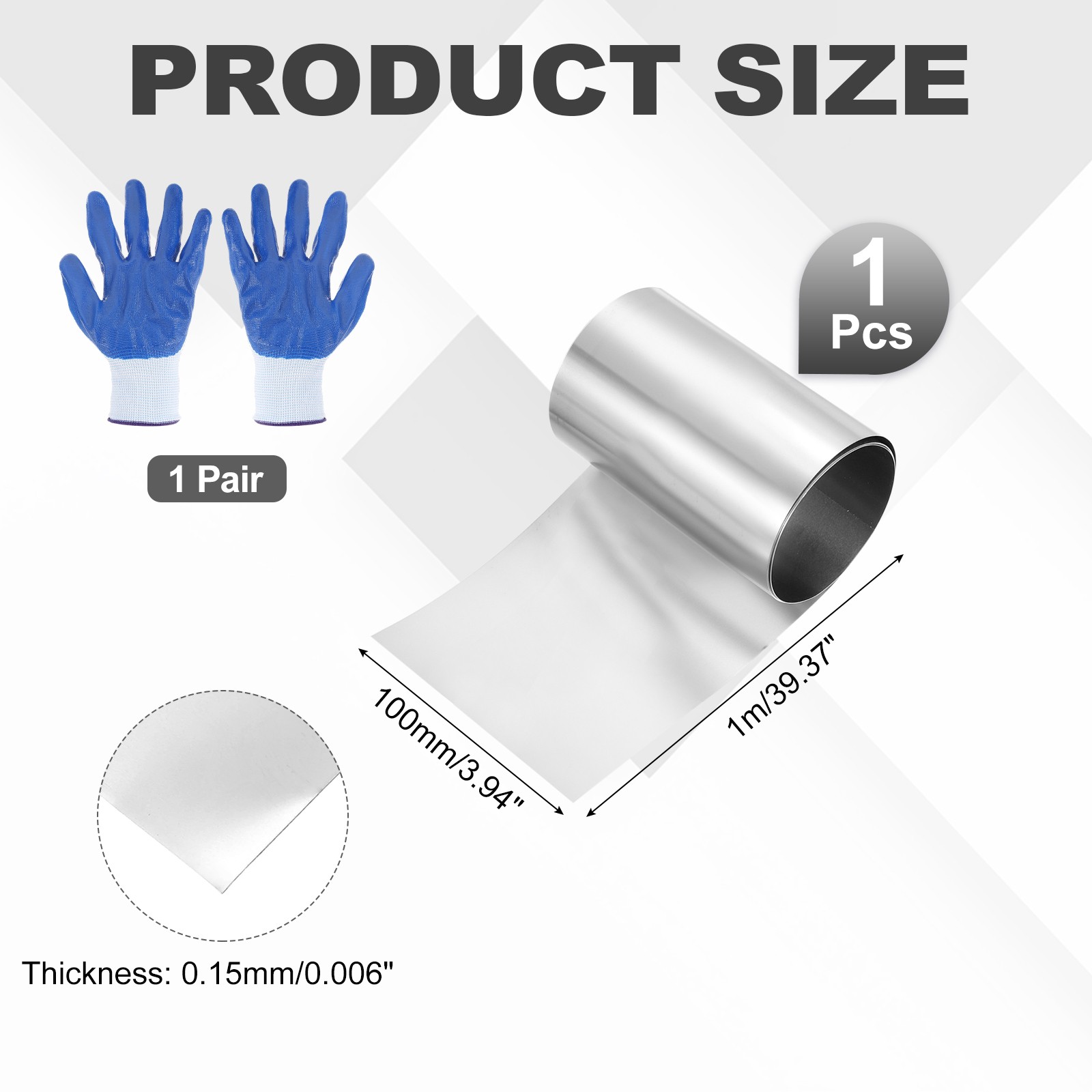 304 Stainless Steel Foil Roll 0.15mm x 100mm x 1m Metal Strip Sheet Silver Tone