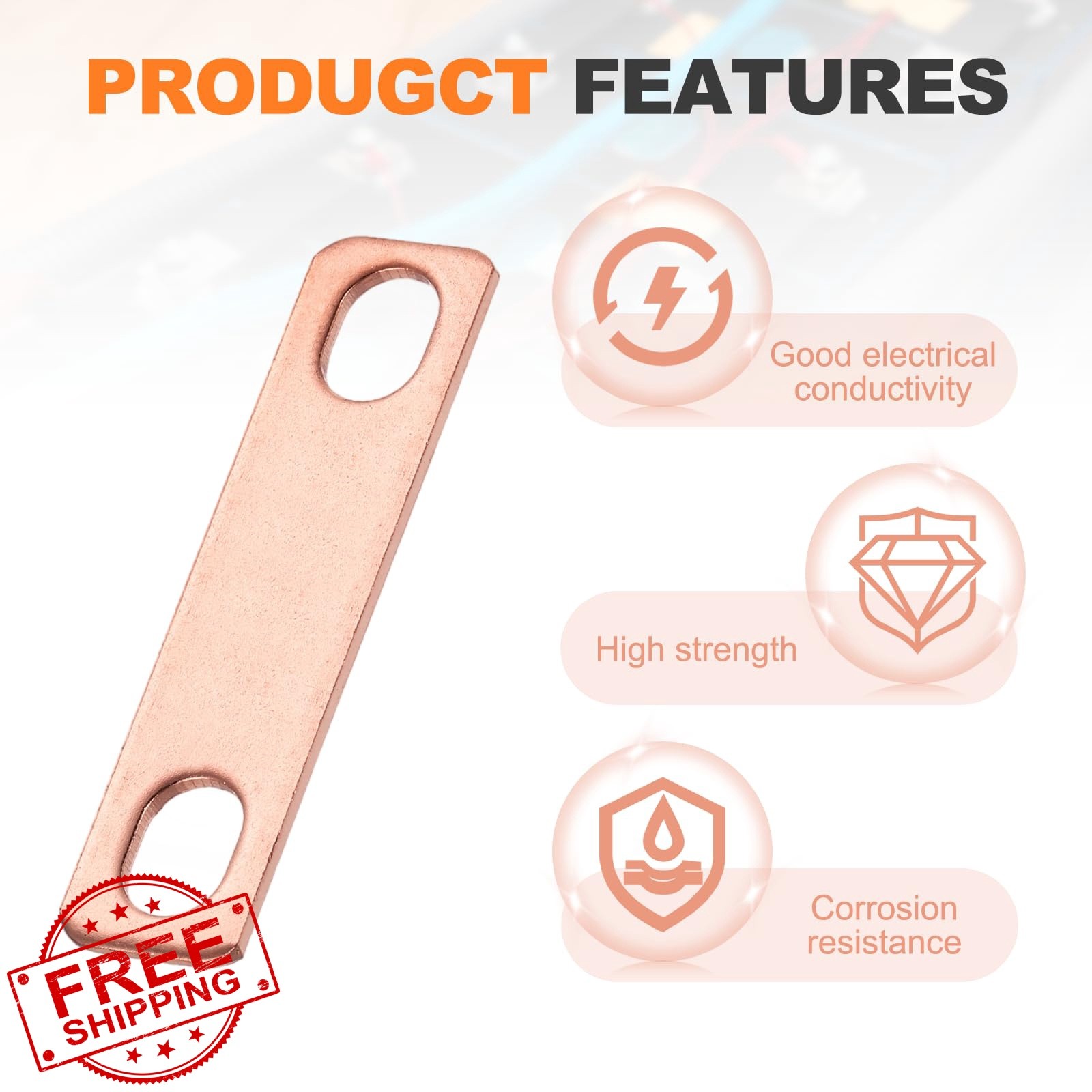 MECCANIXITY 8 Bus Bars Copper Red 49x12mm