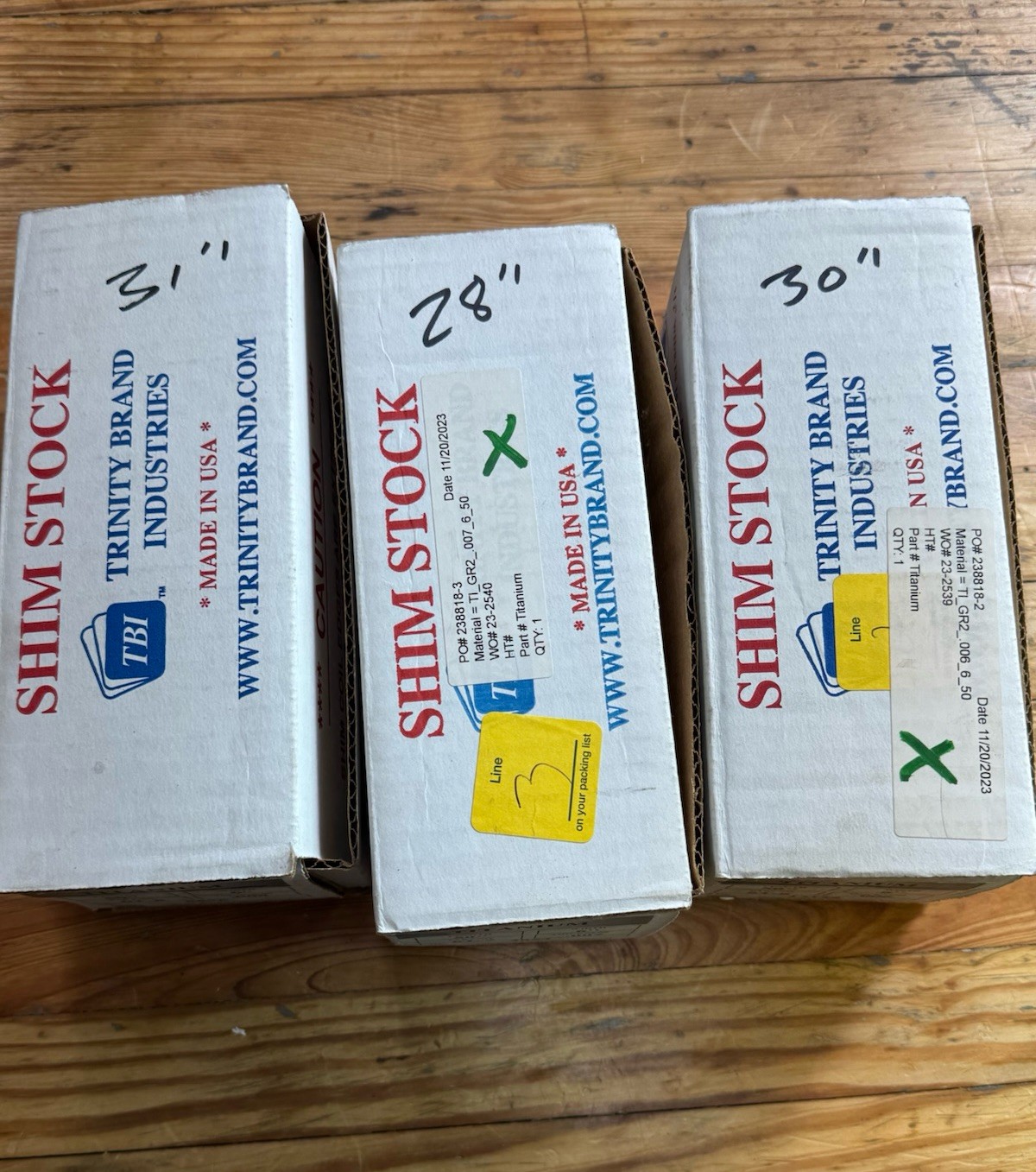 Lot Titanium Grade 2 Shim Stock .006 .007 .008 Trinity Brand ASTM B265 Anneal 6”