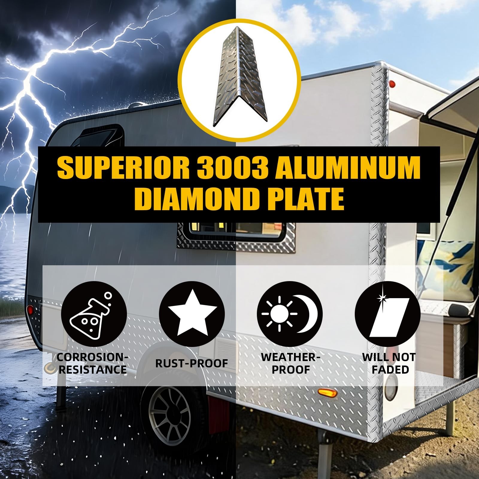 3003 Aluminum Diamond Plate Angle Trim – 16GA .063” 2pcs 2x2x48in. Diamond Pl…