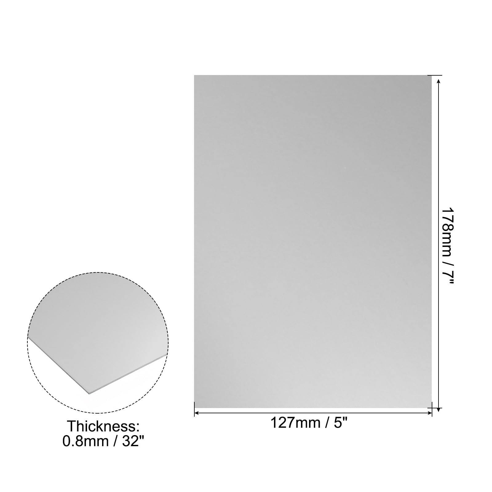 7x5x1/32inch Anodized Aluminum Sheet, 5Pcs Metal Rectangle Aluminum Plate 0.8…