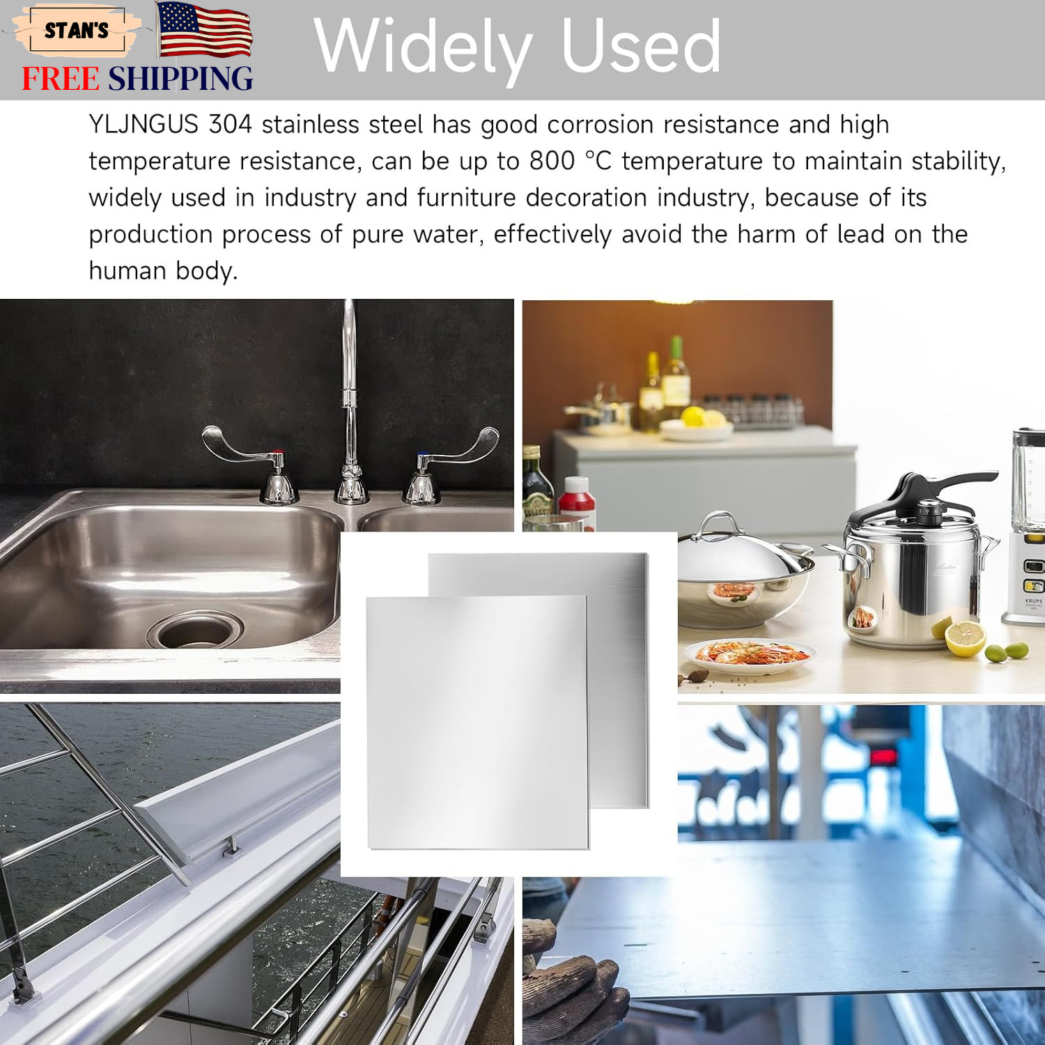 304 Stainless Steel Sheet – 12″ X 12″ X 1/8″ Thin Stainless Steel Plate 1/8 Inch