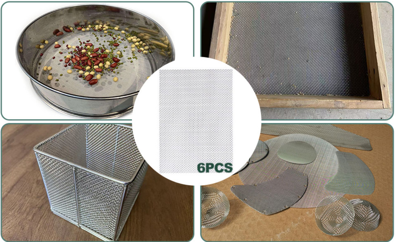6 Pcs 304 Stainless Steel Wire Mesh Screen, 1mm Hole 20 Mesh, No Rust and Sturdy