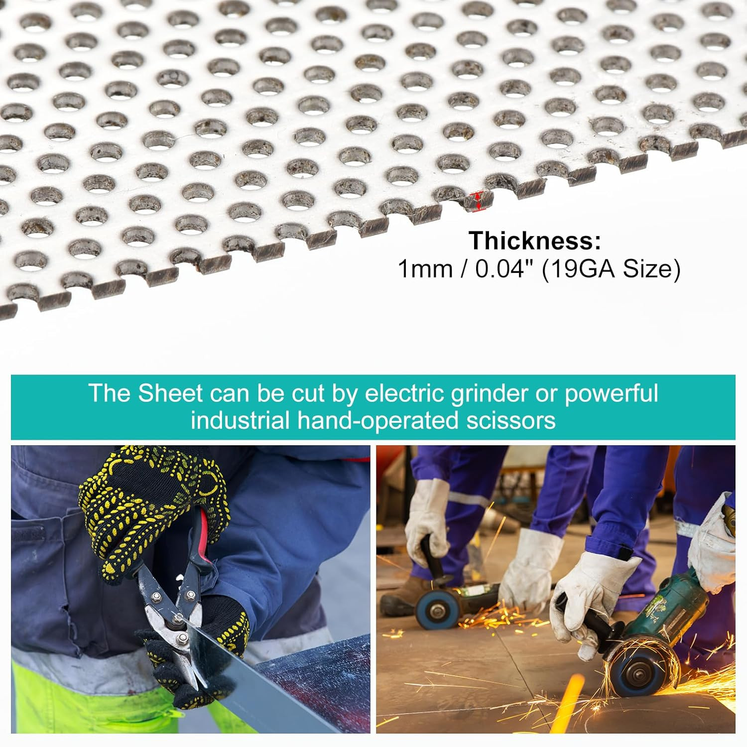 15.7″ X 7.9″ 304 Stainless Steel Perforated Sheet, 0.06″ Hole 19GA Expanded Meta