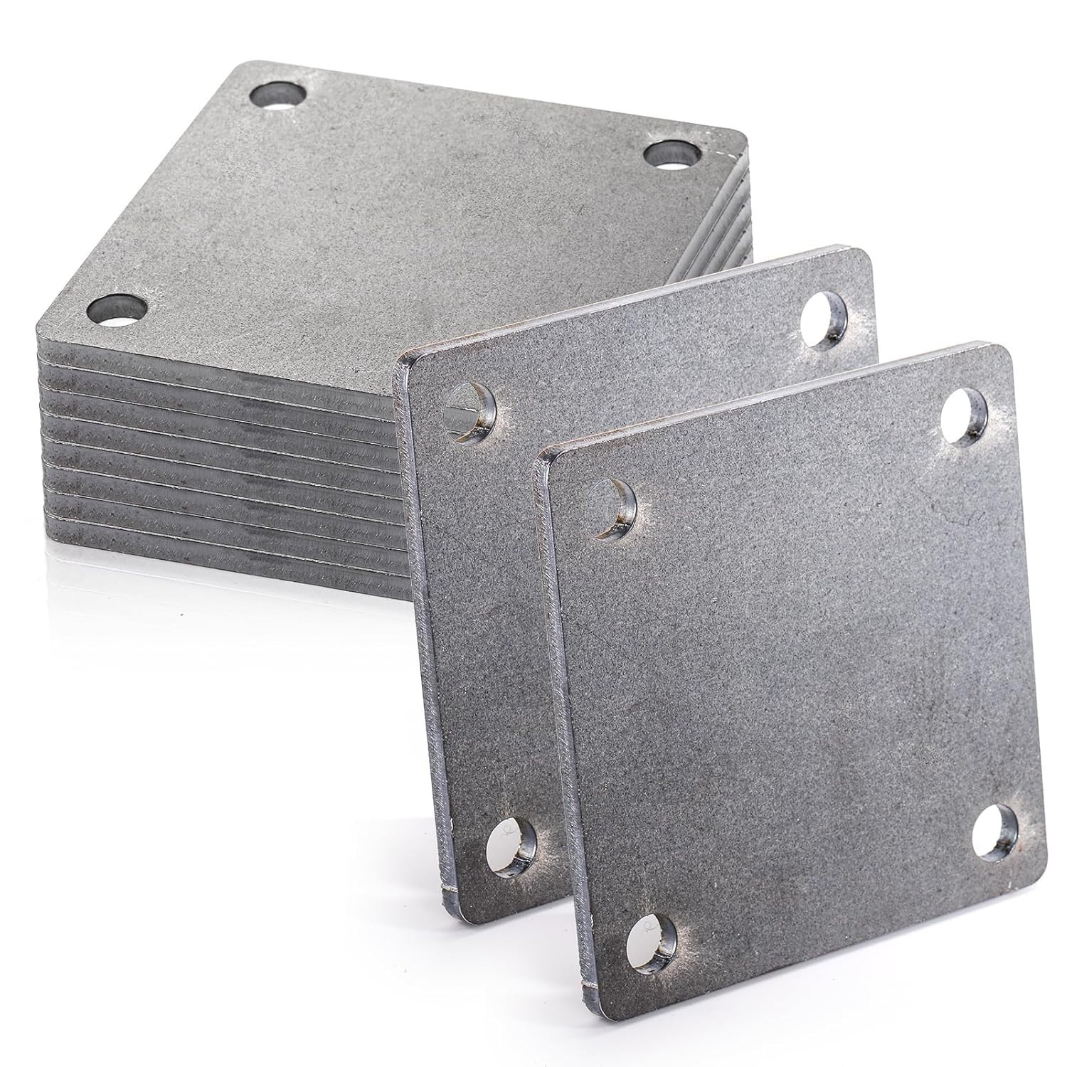 8 Pack Flat Steel Plates, 4” X 4”, Laser Cut A36 Mild Steel, Weldable Sheets