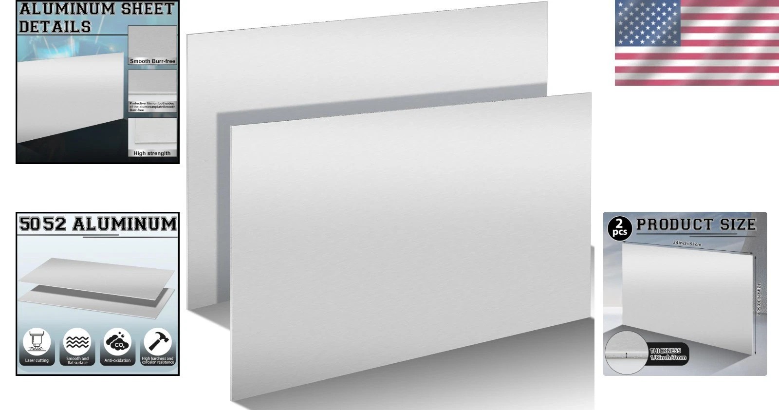5052 Aluminum Sheet Metal 12×24 1/8 Inch 2 Pack}