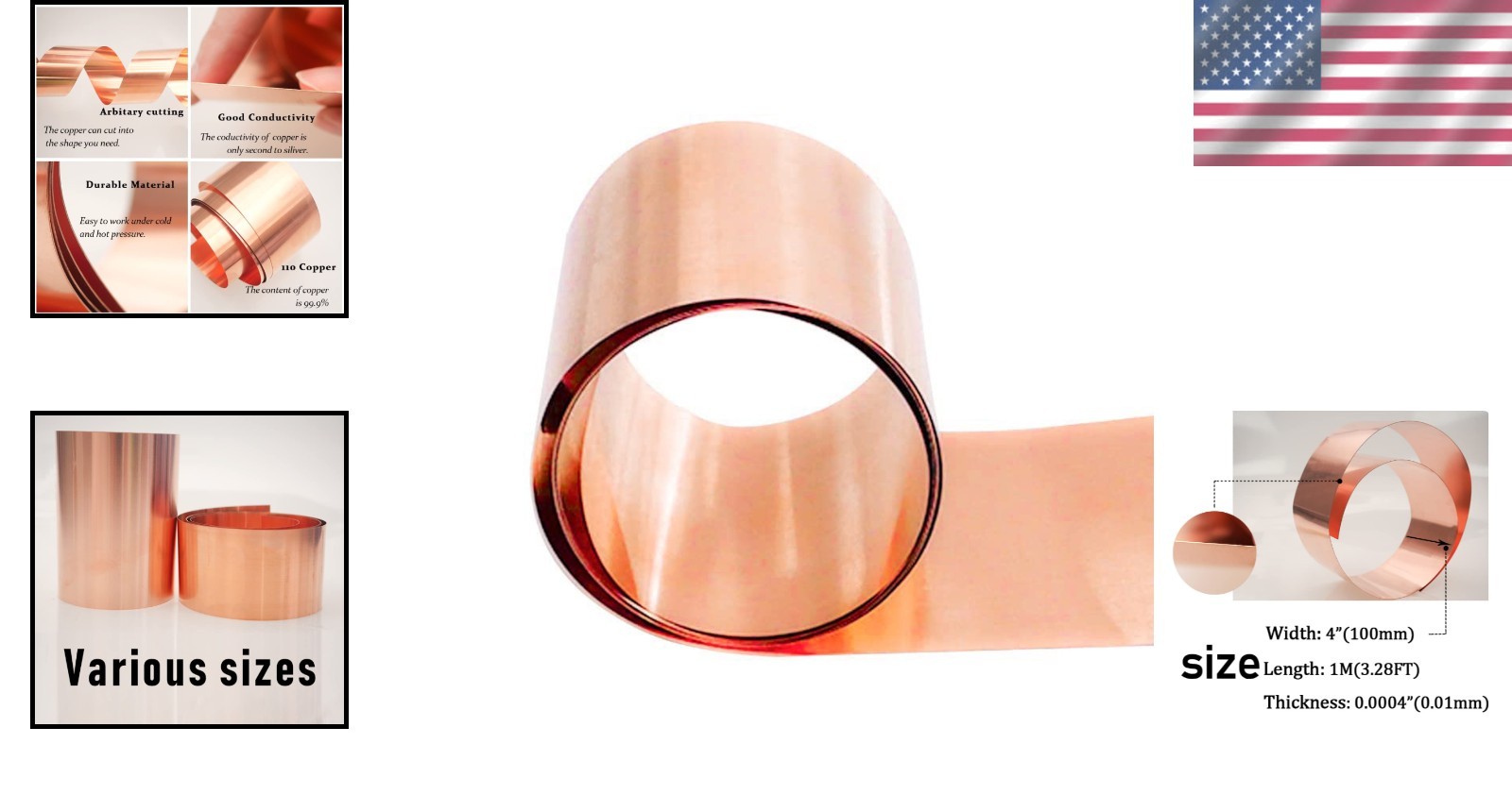 Versatile Pure Copper Sheet Roll 0.01mm Thick – Ideal for Jewelry & DIY Projects