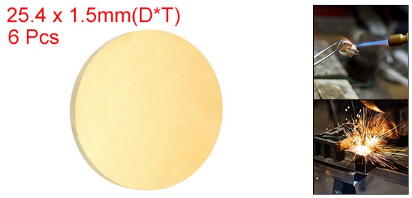 6 Pcs 0.06″(1.5mm) Thick 1″(25mm) Dia Brass Round Plate H65 Brass Round Sheet