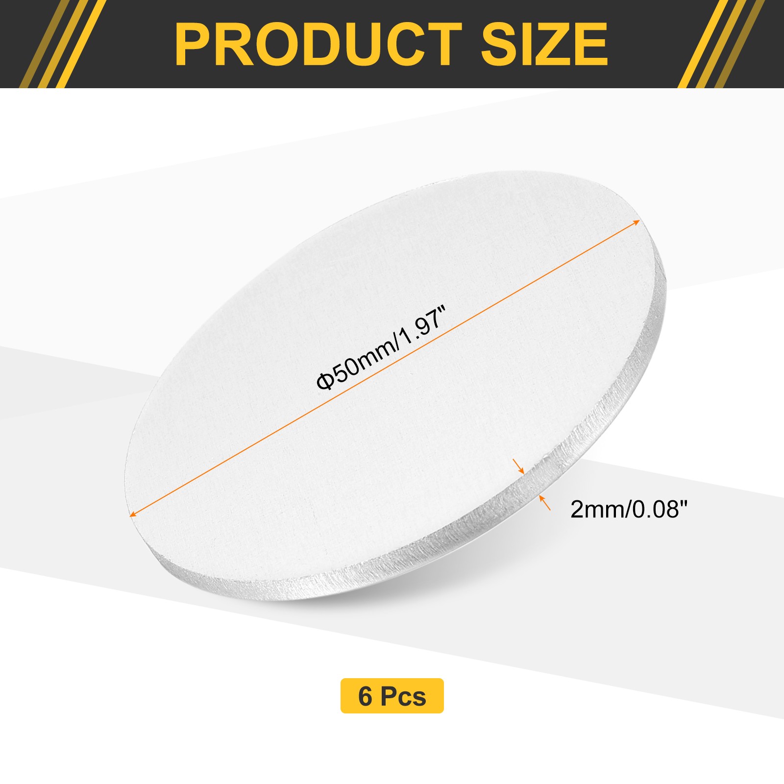 6Pcs Aluminum Disc, 2″(50mm) Dia 0.08″(2mm) Thick Round 5052 Aluminum Sheets