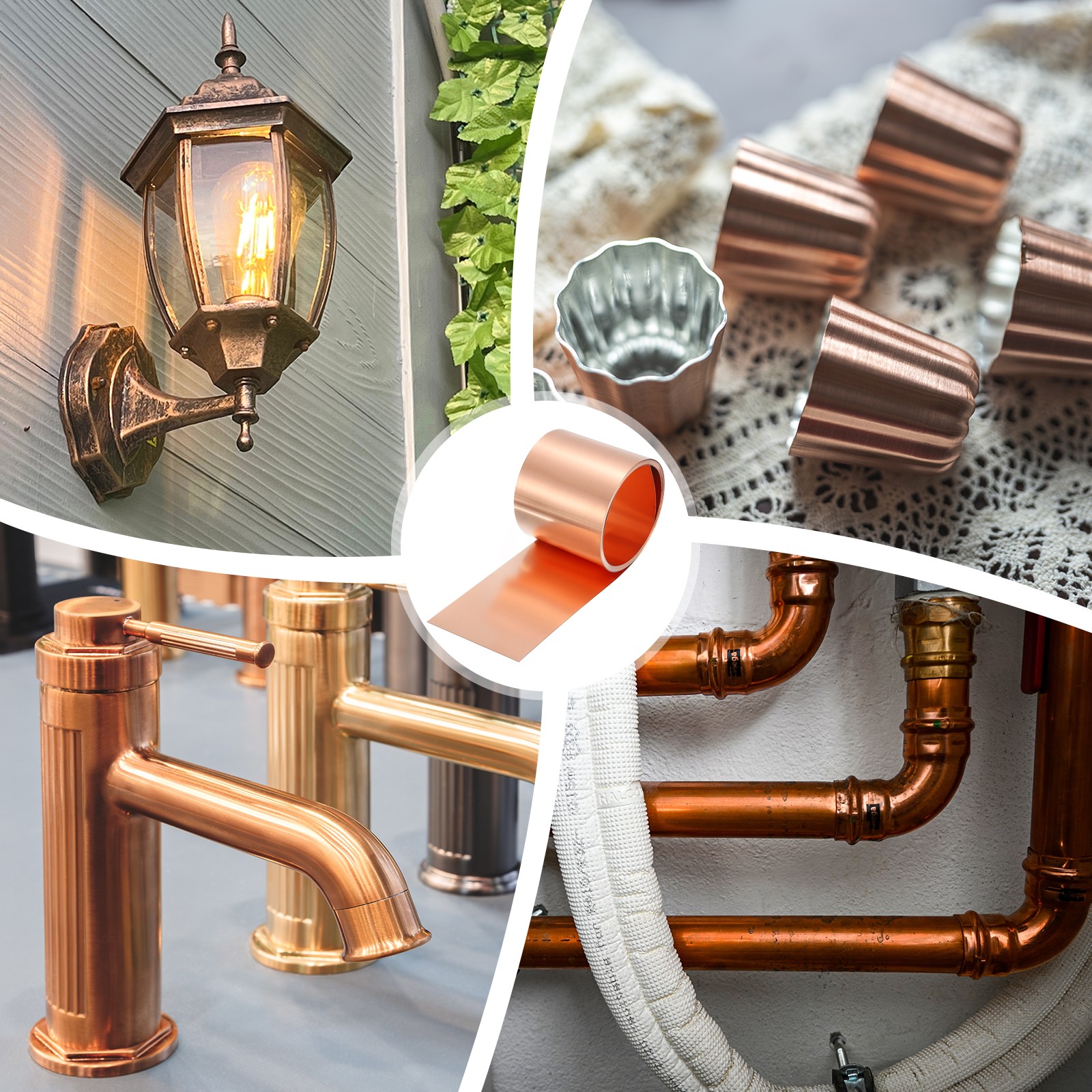 Pure Copper Sheet Roll, 0.2mm 24Ga Thick T2 5Ft x 2in Copper Strip for Craft