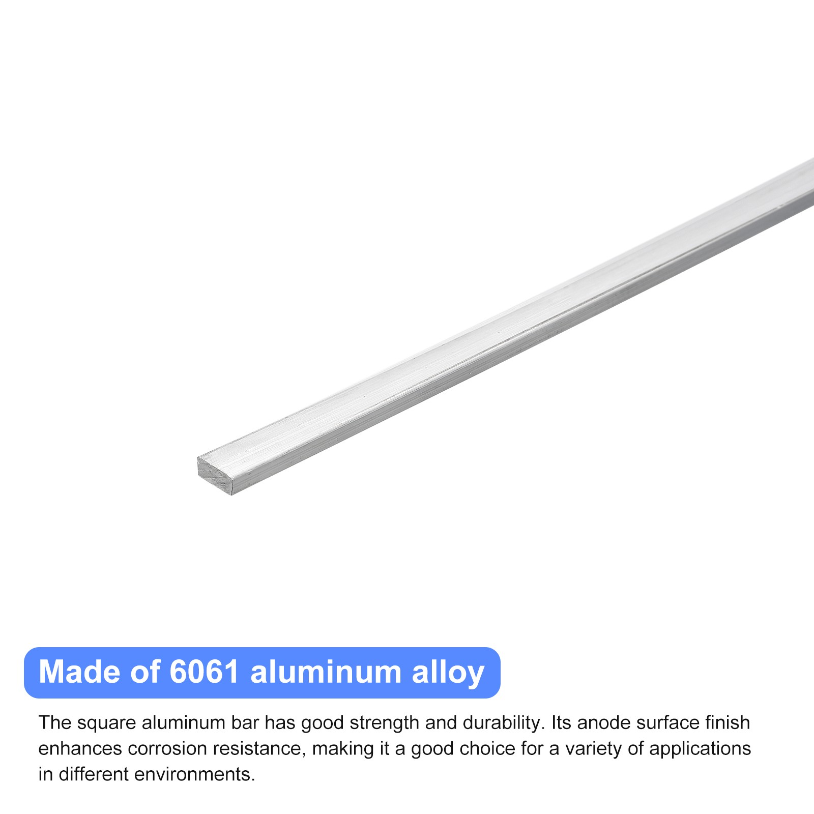 2Pcs Square Aluminum Bar 3/16″ Thick 0.4″ Width 12″ Length