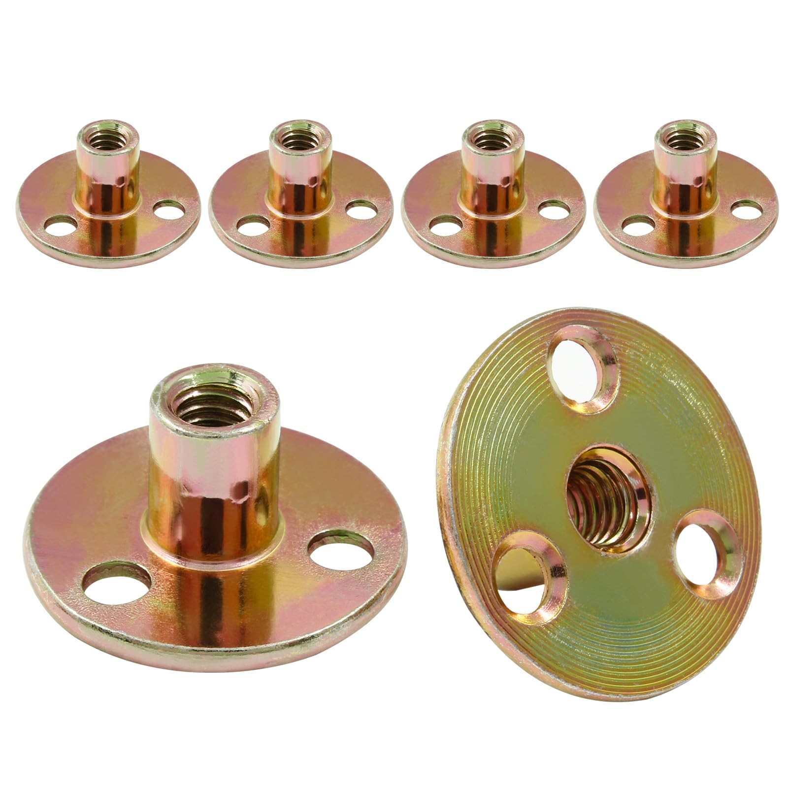 Hordion 12Pcs 5/16″-18 Carbon Steel T Nuts, Round Base Plate Nut, Furniture Hard