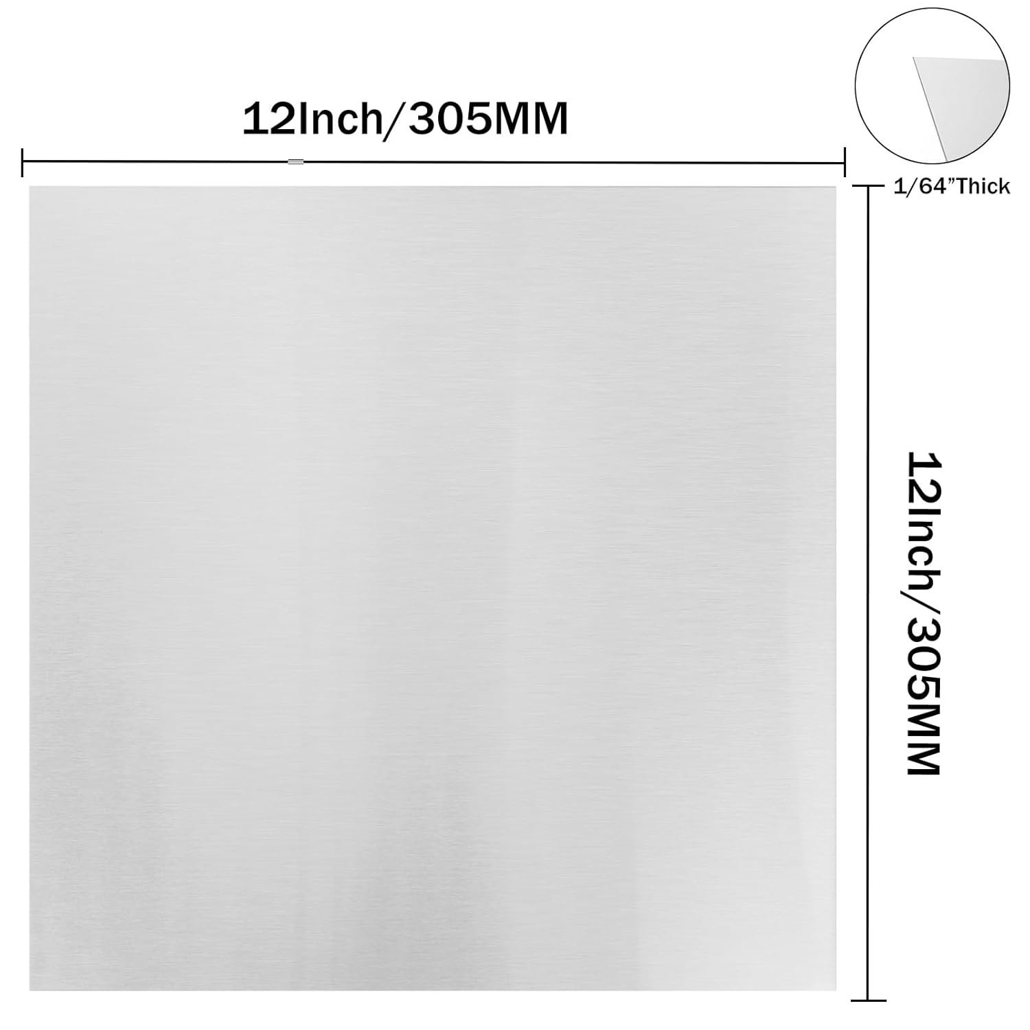 Square 304 Stainless Steel Sheet 12″ x 12″ with Snow Frosted Surface