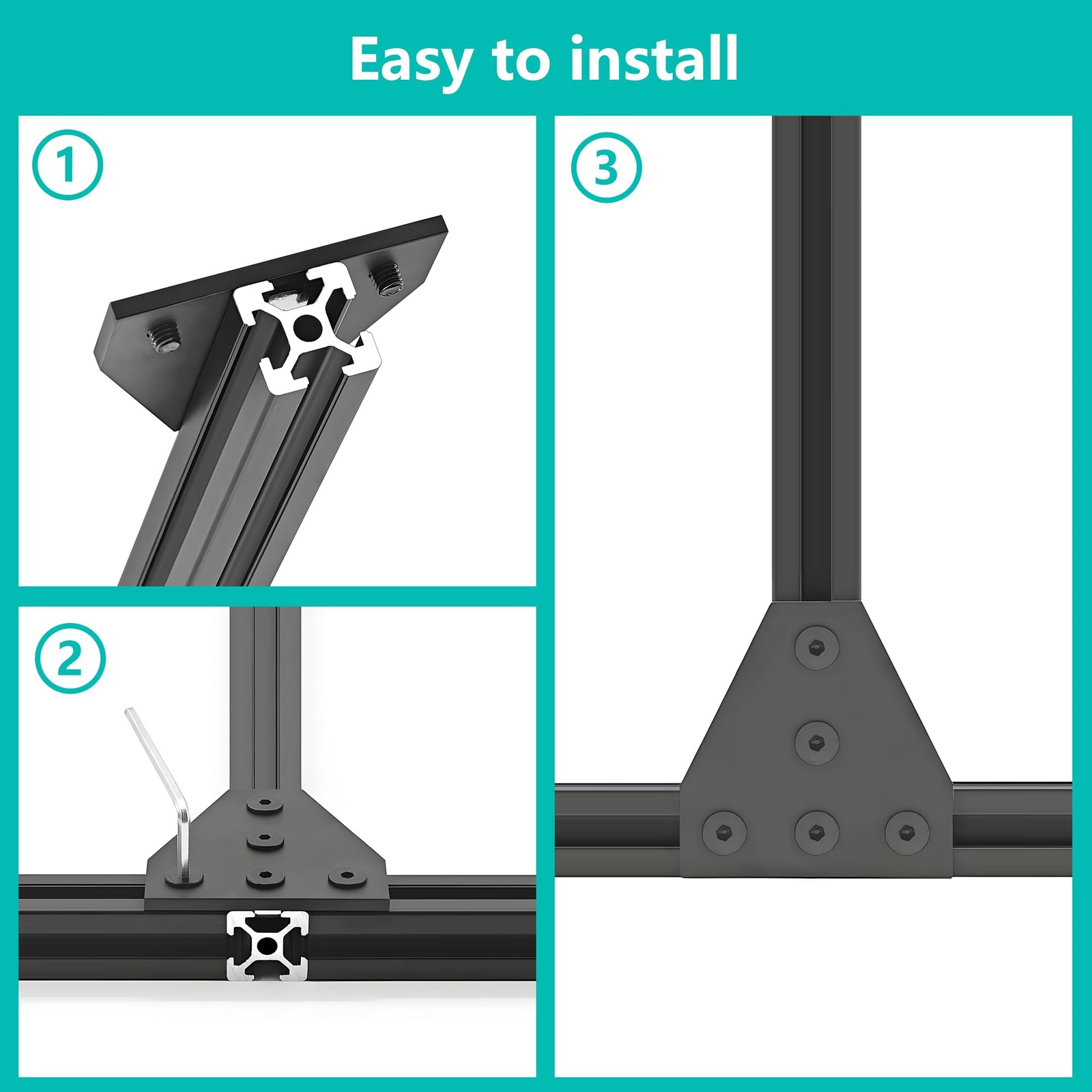 6 PCS 2020 TSlot Aluminum Extrusion Profile Accessory 20 Joint Plate Black