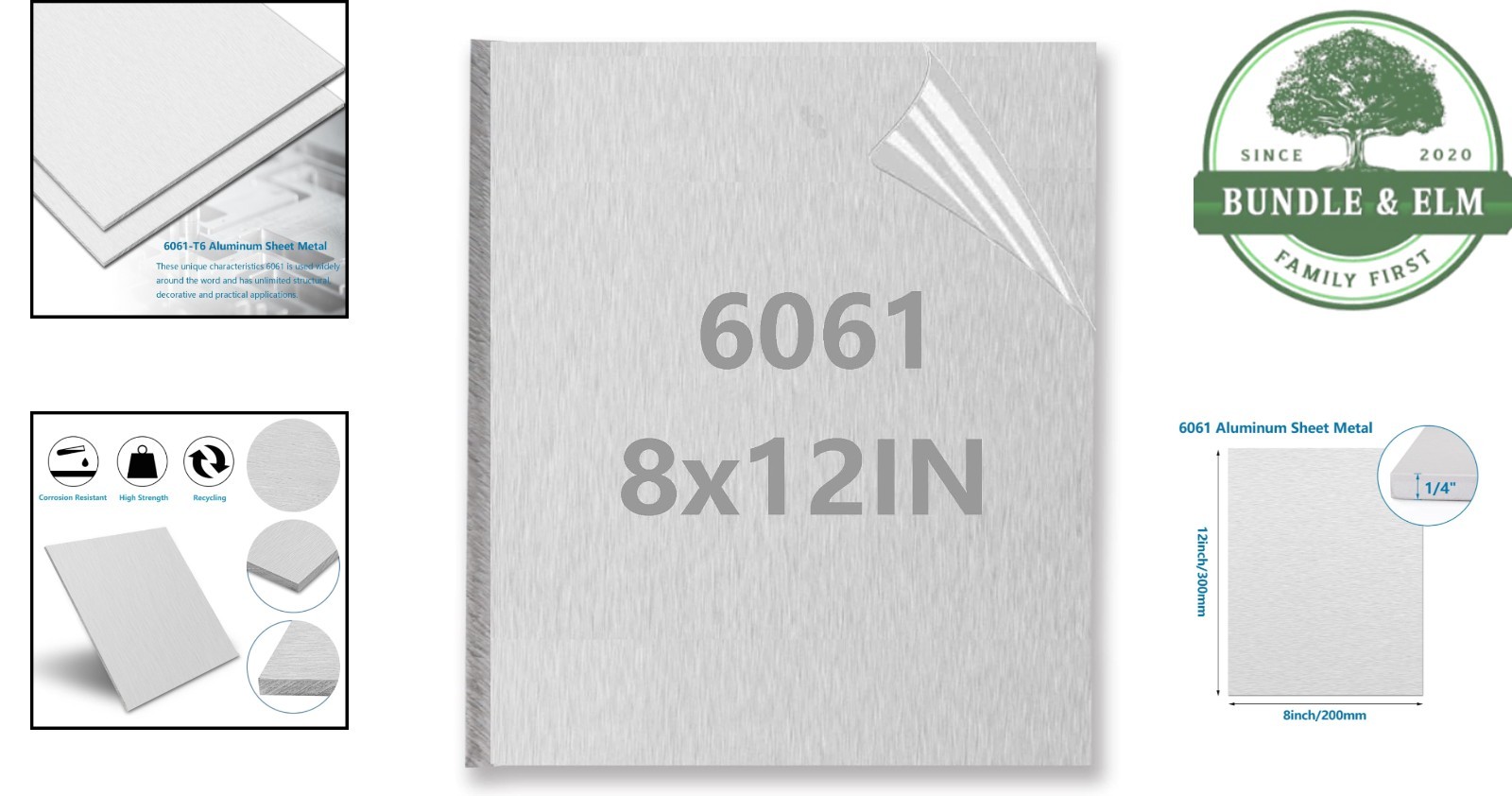 1/4 Inch Thick Aluminum Sheet 6061 Rectangular Plate for Structural Projects