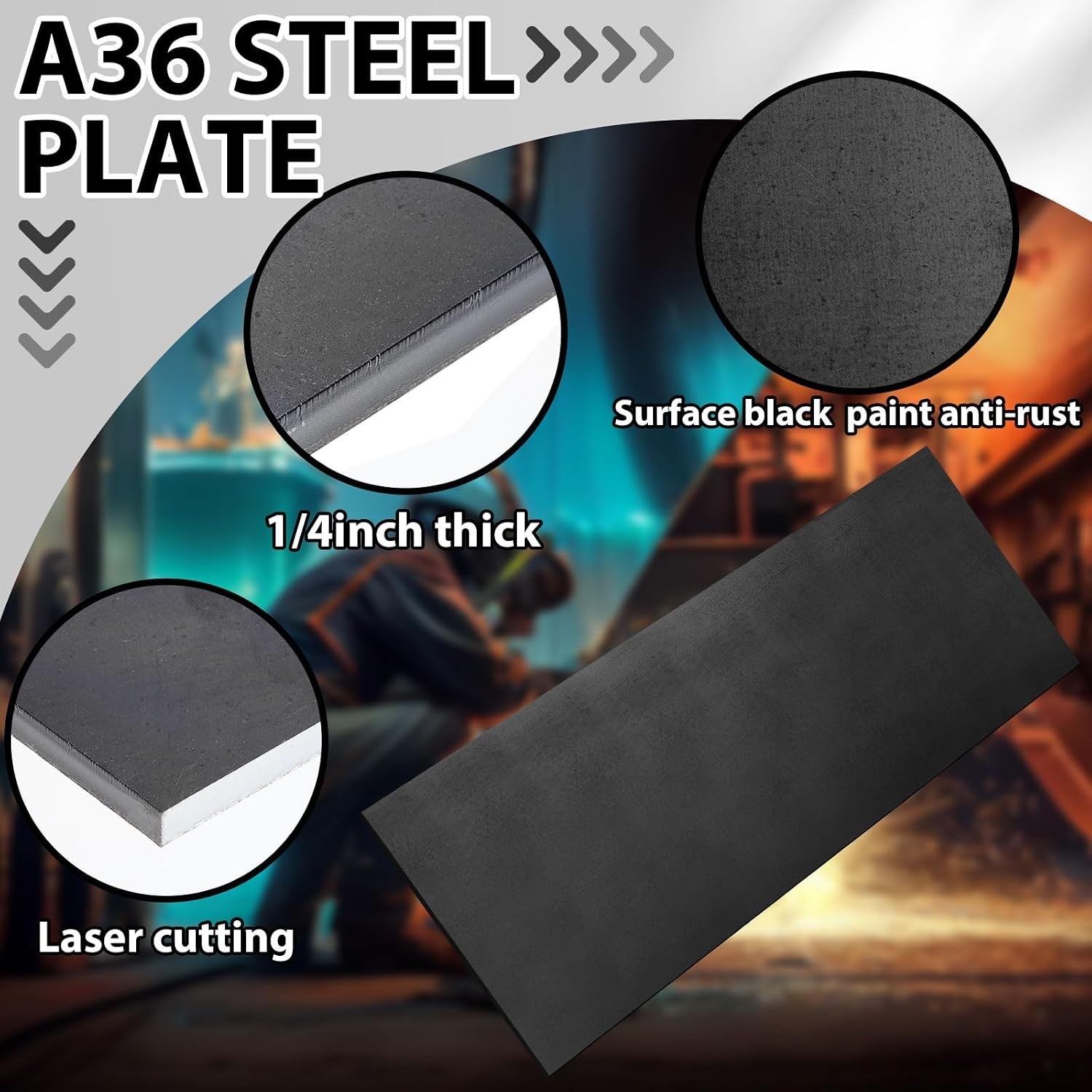 1 Piece 1/4 x 4 x 12 Inch A36 Steel Plate Hot Rolled Metal Base Plate Flat Ba…
