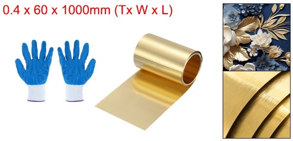 Brass Sheet Roll, 0.016 x 2.36 x 39.4 Inch H62 Thin Brass Foil Strip Plate Shim