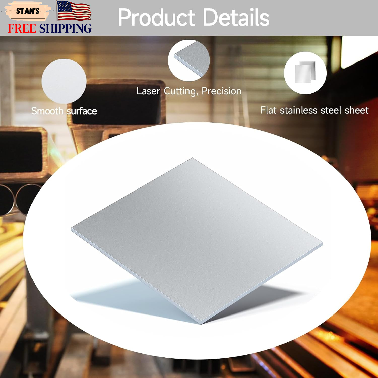 304 Stainless Steel Sheet – 12″ X 12″ X 1/8″ Thin Stainless Steel Plate 1/8 Inch
