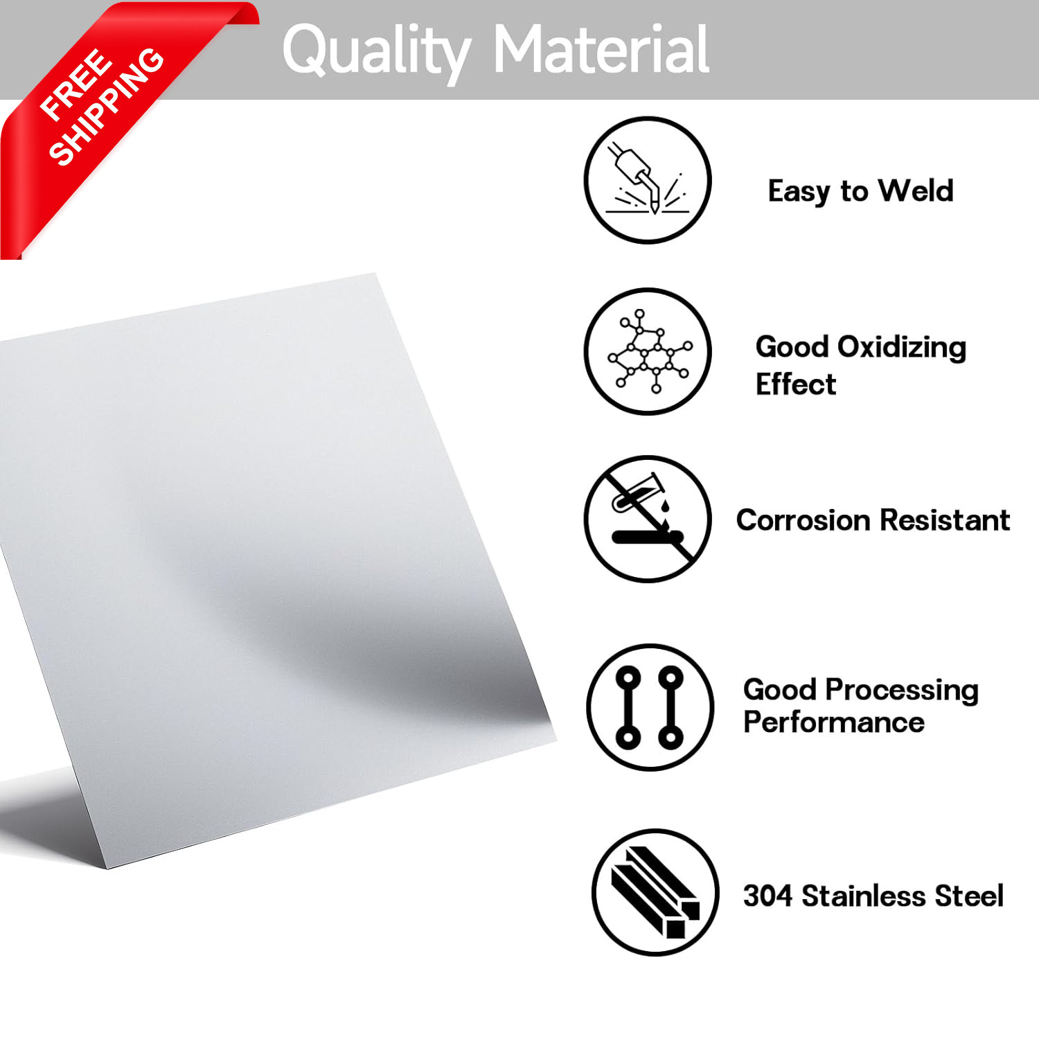 304 Stainless Steel Sheet – 12″ X 12″ X 1/8″ Thin Stainless Steel Plate 1/8 Inch
