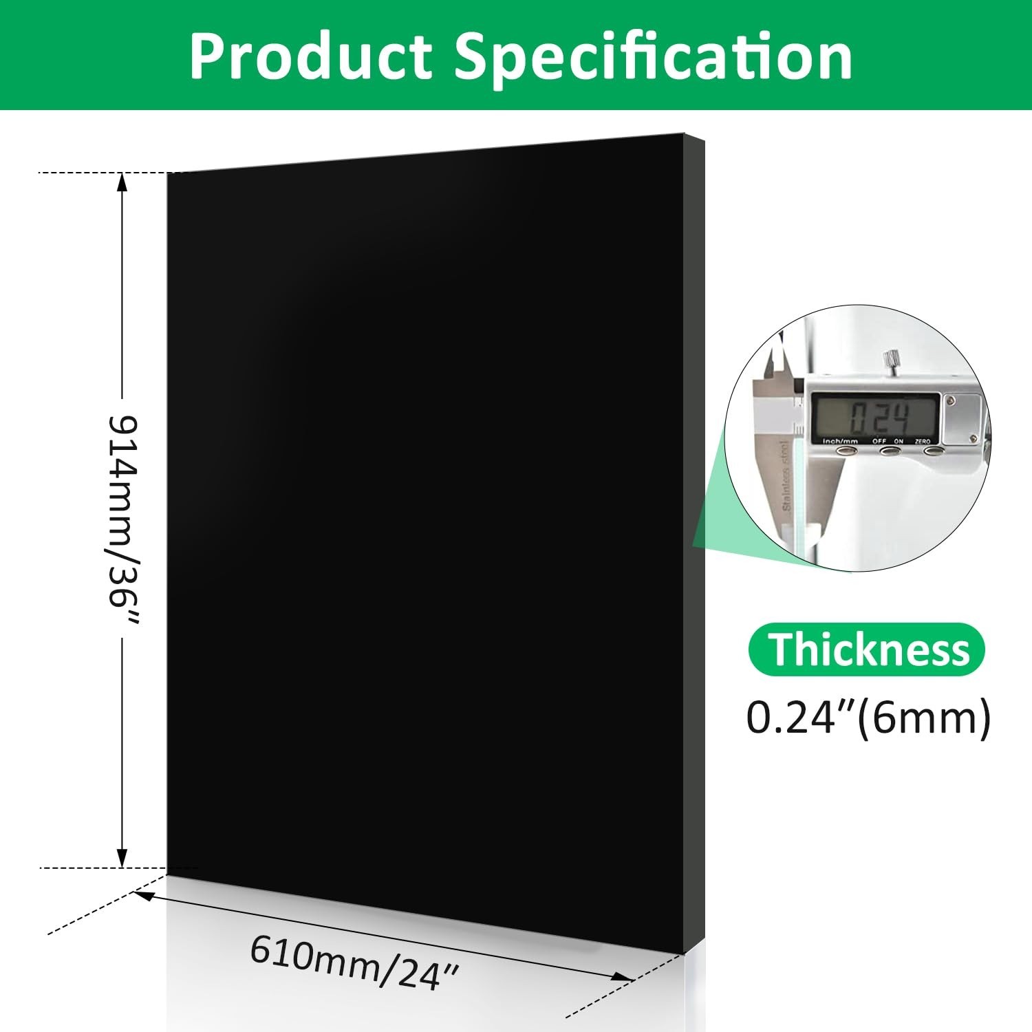 2 Pack 24×36 Inches 1/4″ (6mm) Black Premium Acrylic Sheet (Plexiglass) – Scr…