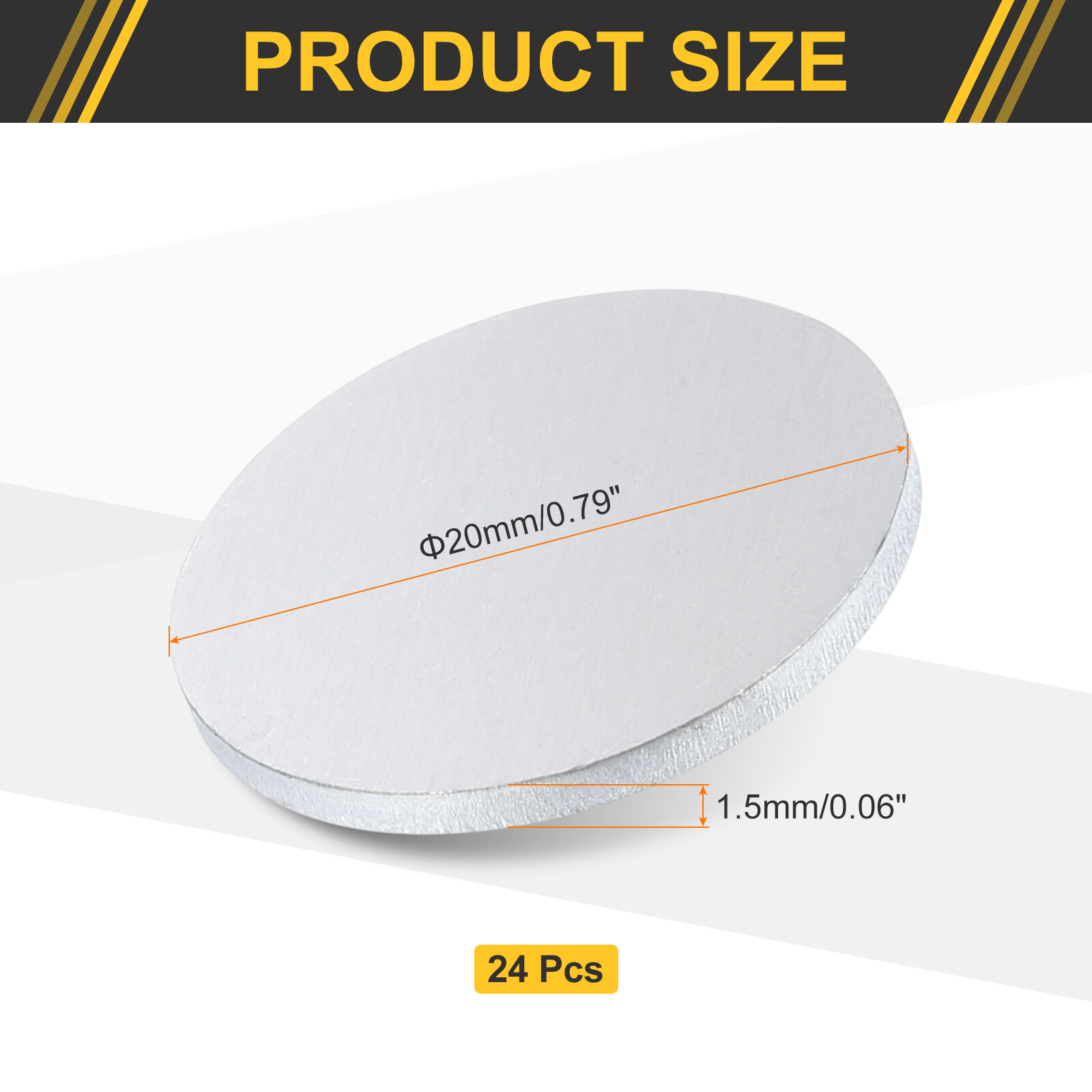 24Pcs Aluminum Disc, 0.8″(20mm) Dia 0.06″(1.5mm) Thick Round 1060 Aluminum Sheet