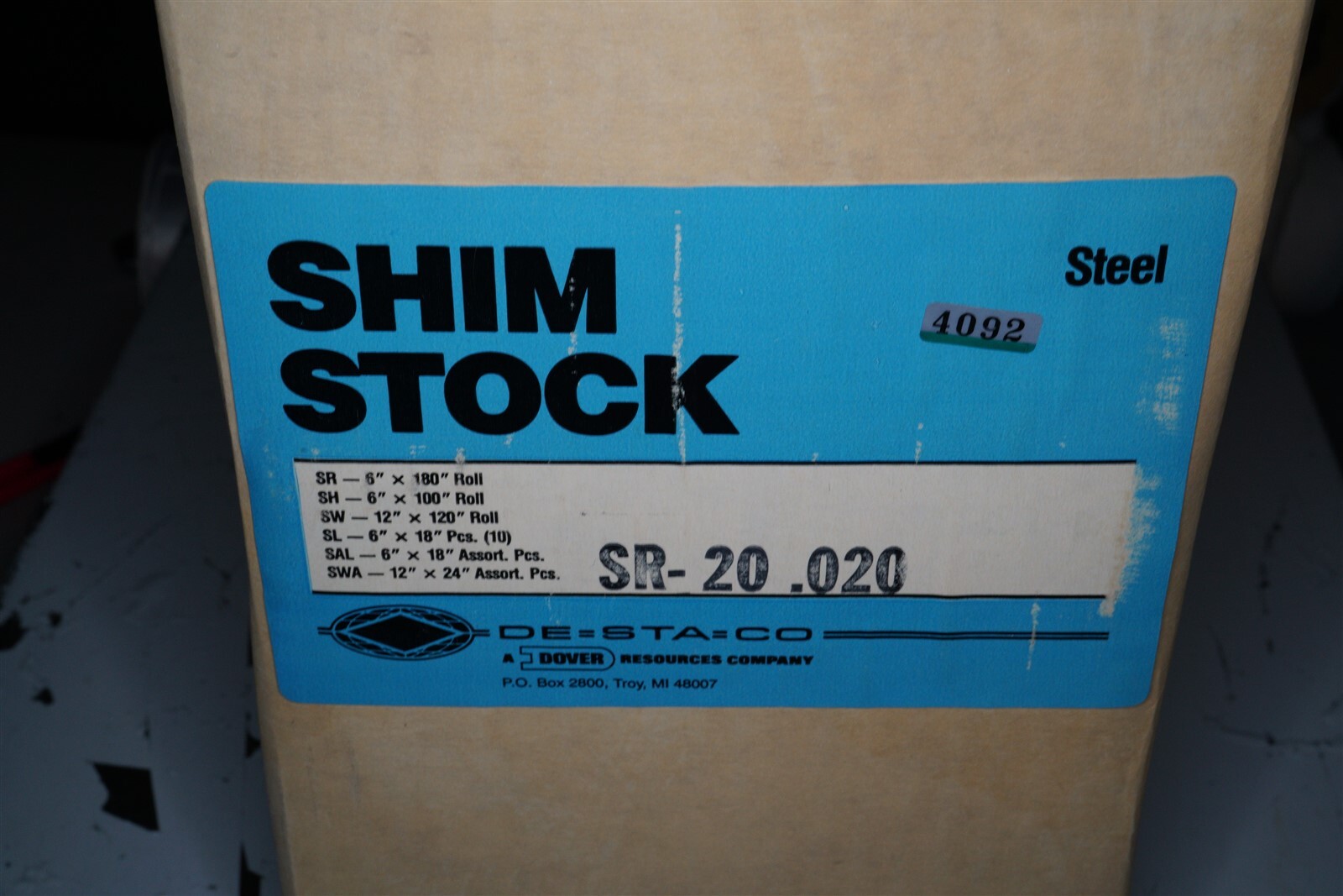 Destaco SR-20 0.020 Steel Shim Stock (SR – 6″ x 180″ Roll), 0.020 Thick