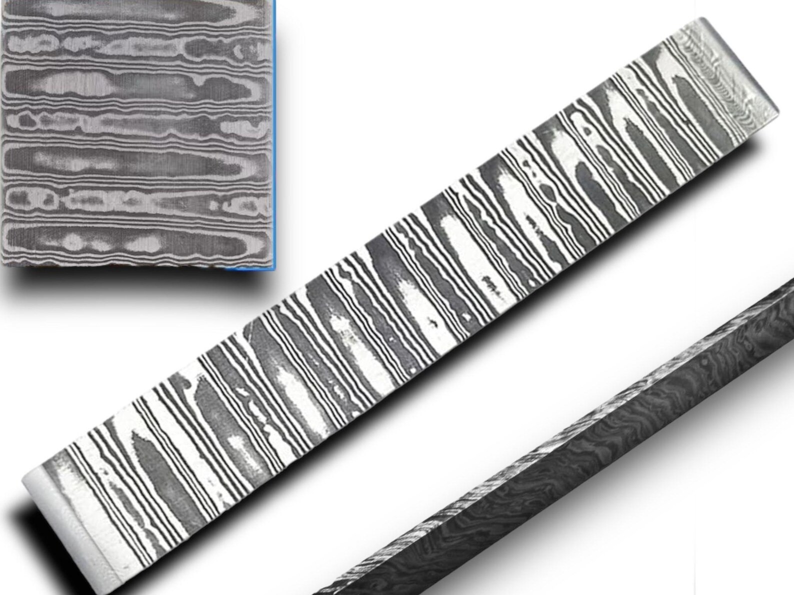 Handmade Ladder Pattern Damascus Steel Billet | 1095 & 15N20 Knife Making Supply