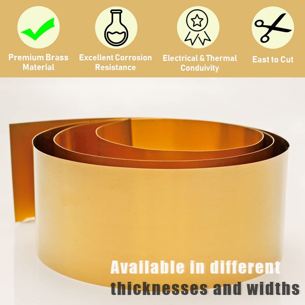 24 Gauge 0.5mm Brass Sheet Roll 1.2×40 Inch Precision Metal Strip Crafts
