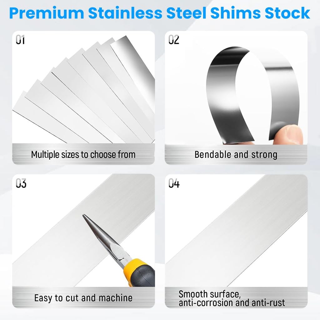 30PCS 304 Stainless Steel Shim Stock Assortment 6.3 inches, steel