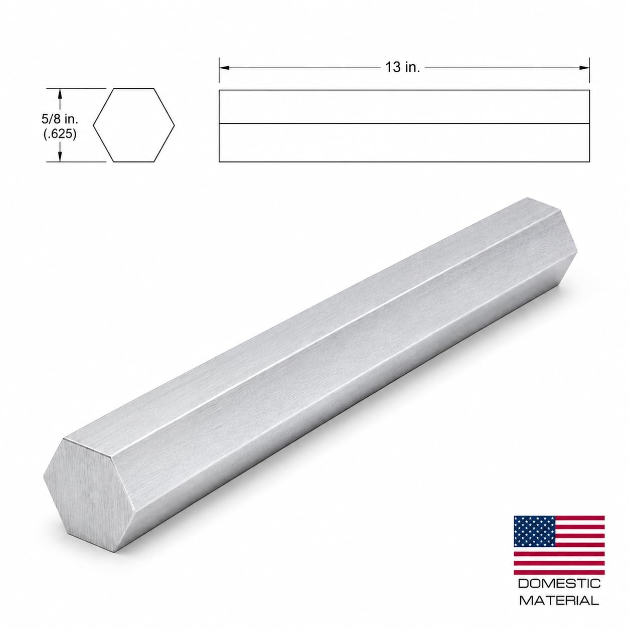 6061 Hex USA Aluminum Solid Bar – Extruded Lathe Stock, 13″ Length, US Materi…