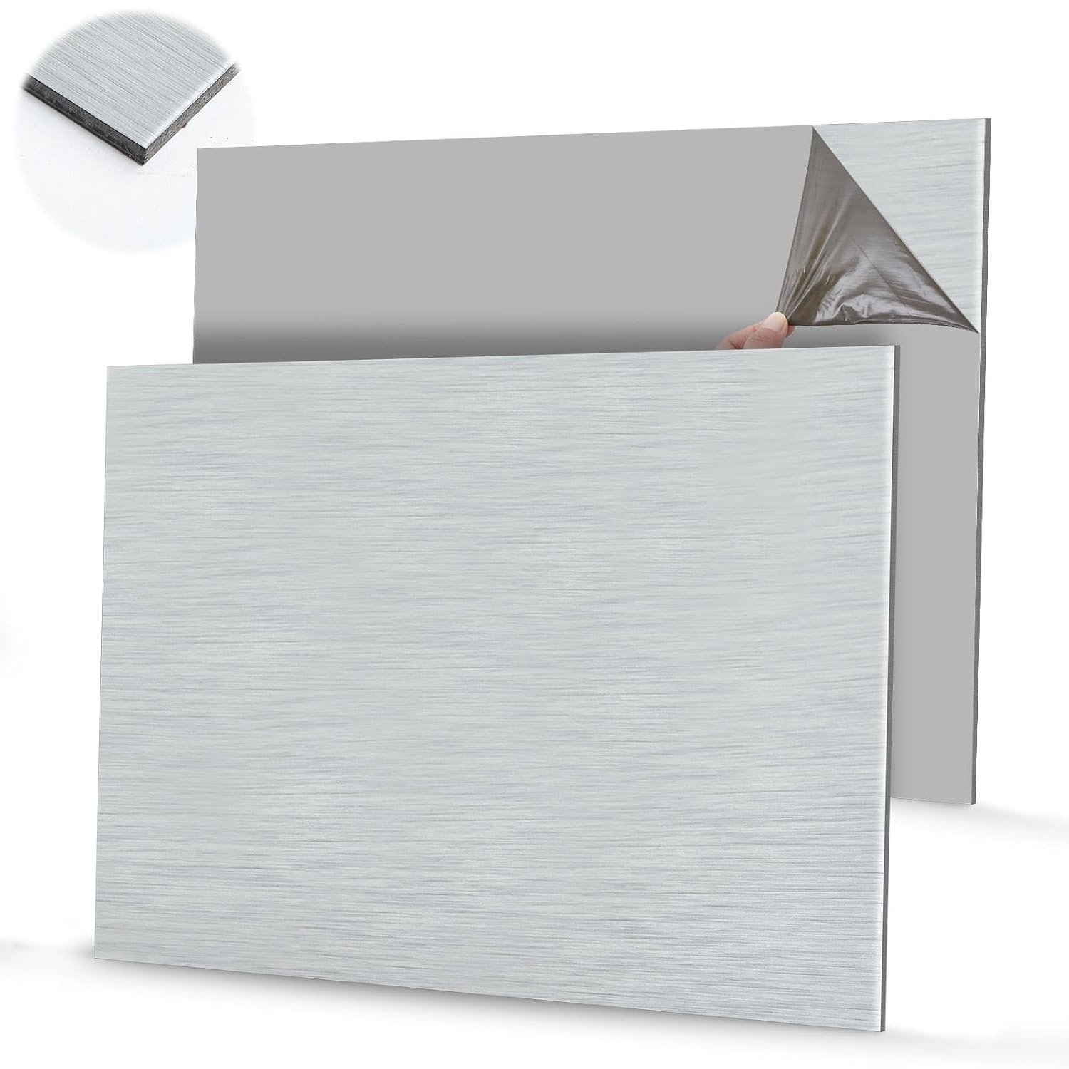 2 PACK 36″x24″ Aluminum Composite Panel, 1/4″ Thick Rectangle Brushed Silver